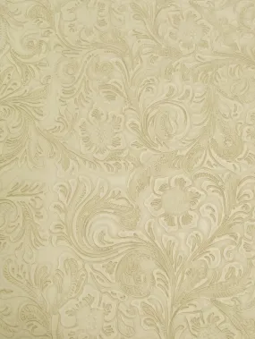 Classic White Vintage Western Floral Pu Leather Fabric / Sold By The Yard