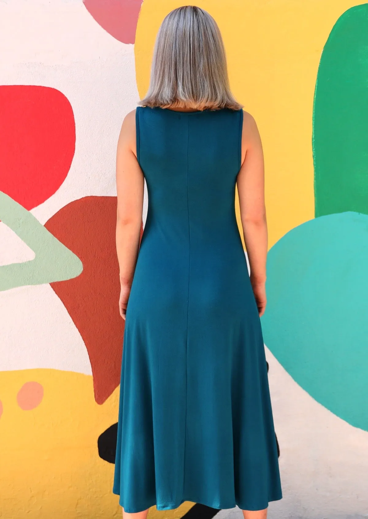 Concave Hem Dress Teal