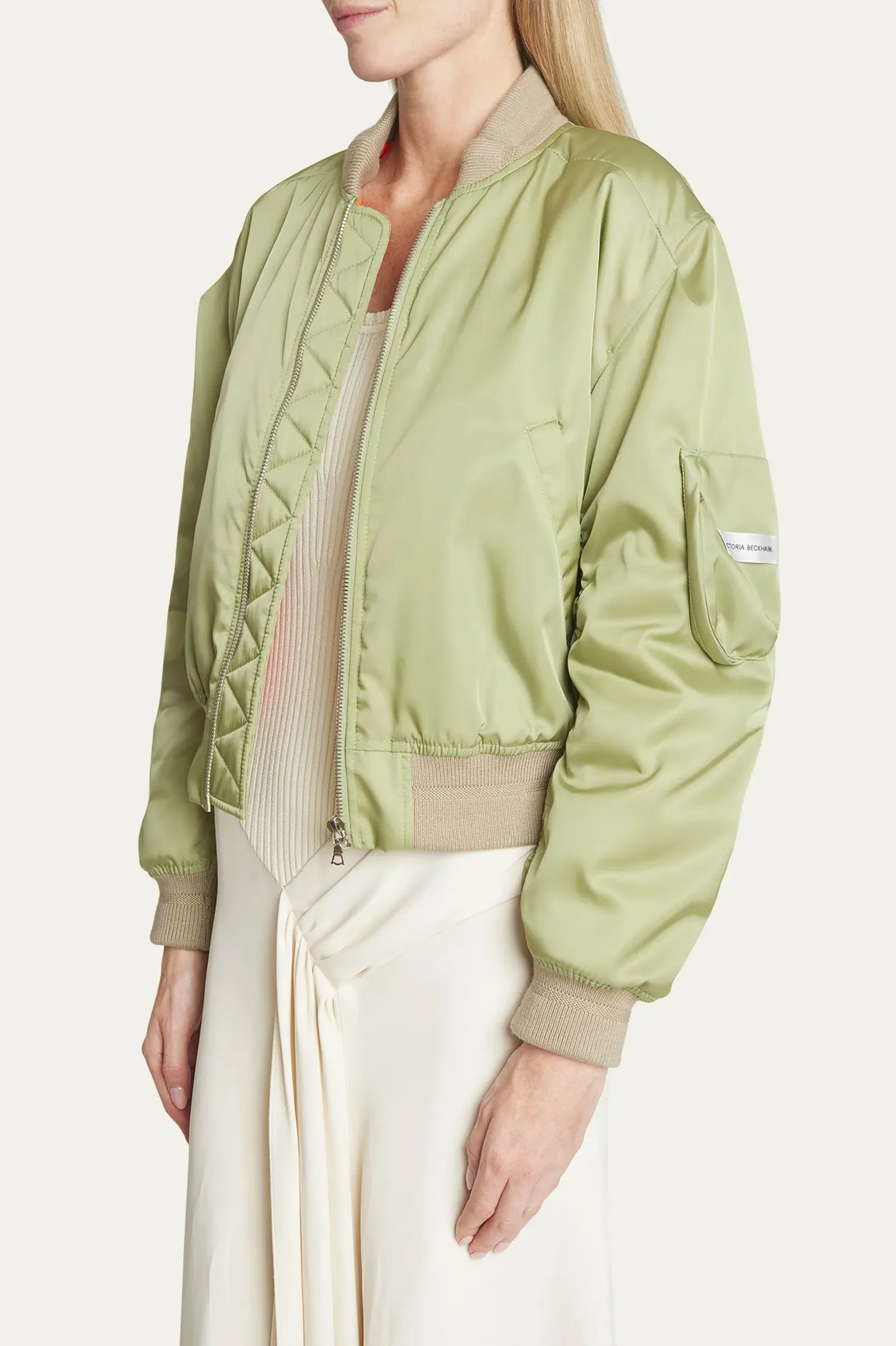 Cropped Bomber Jacket in Avacado