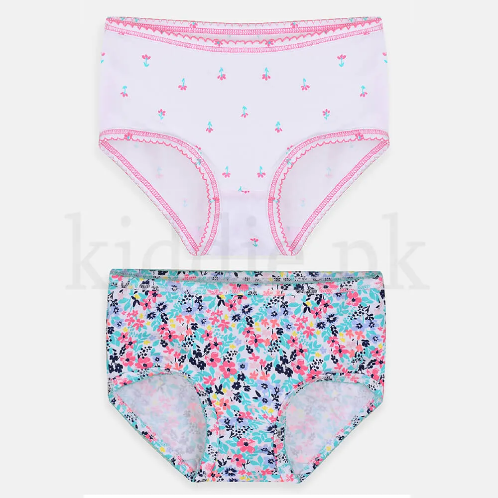 CRT Pack of 2 Pink White with Green Flower Printed Panties 1507