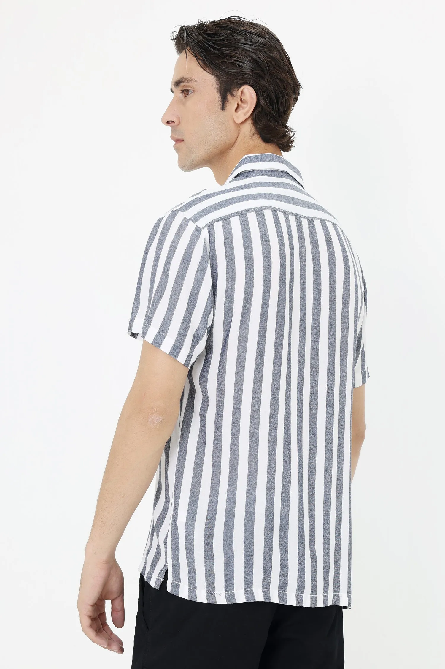 DAPPER STRIPE MEN'S SHIRT-GREY/WHT