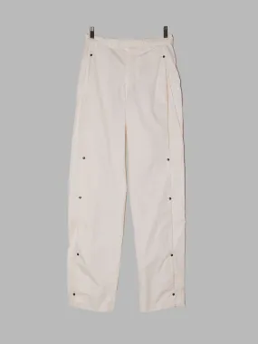 Dirk Schonberger 1990s off-white cotton stud detail pleated trousers - sz 44