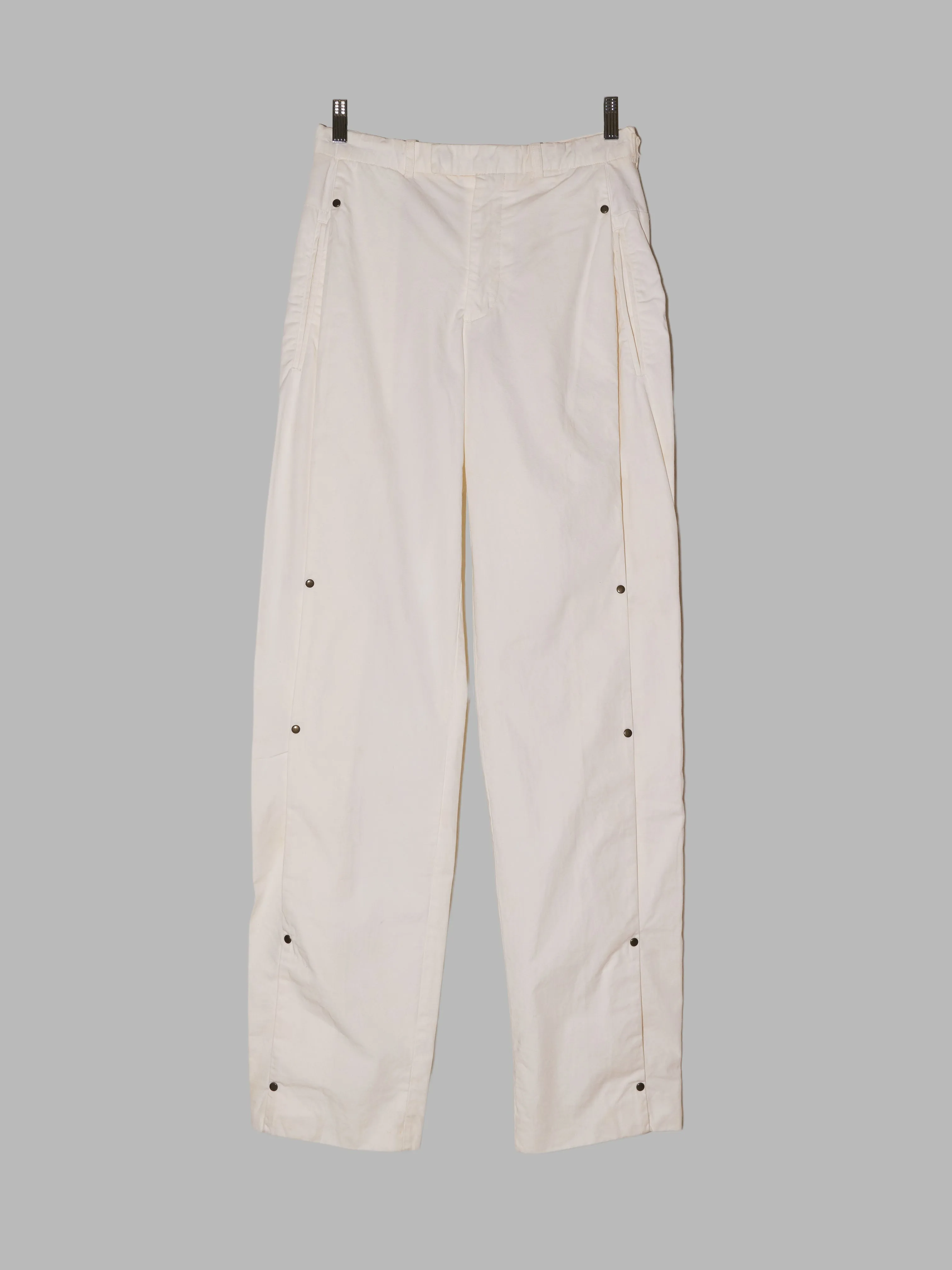 Dirk Schonberger 1990s off-white cotton stud detail pleated trousers - sz 44