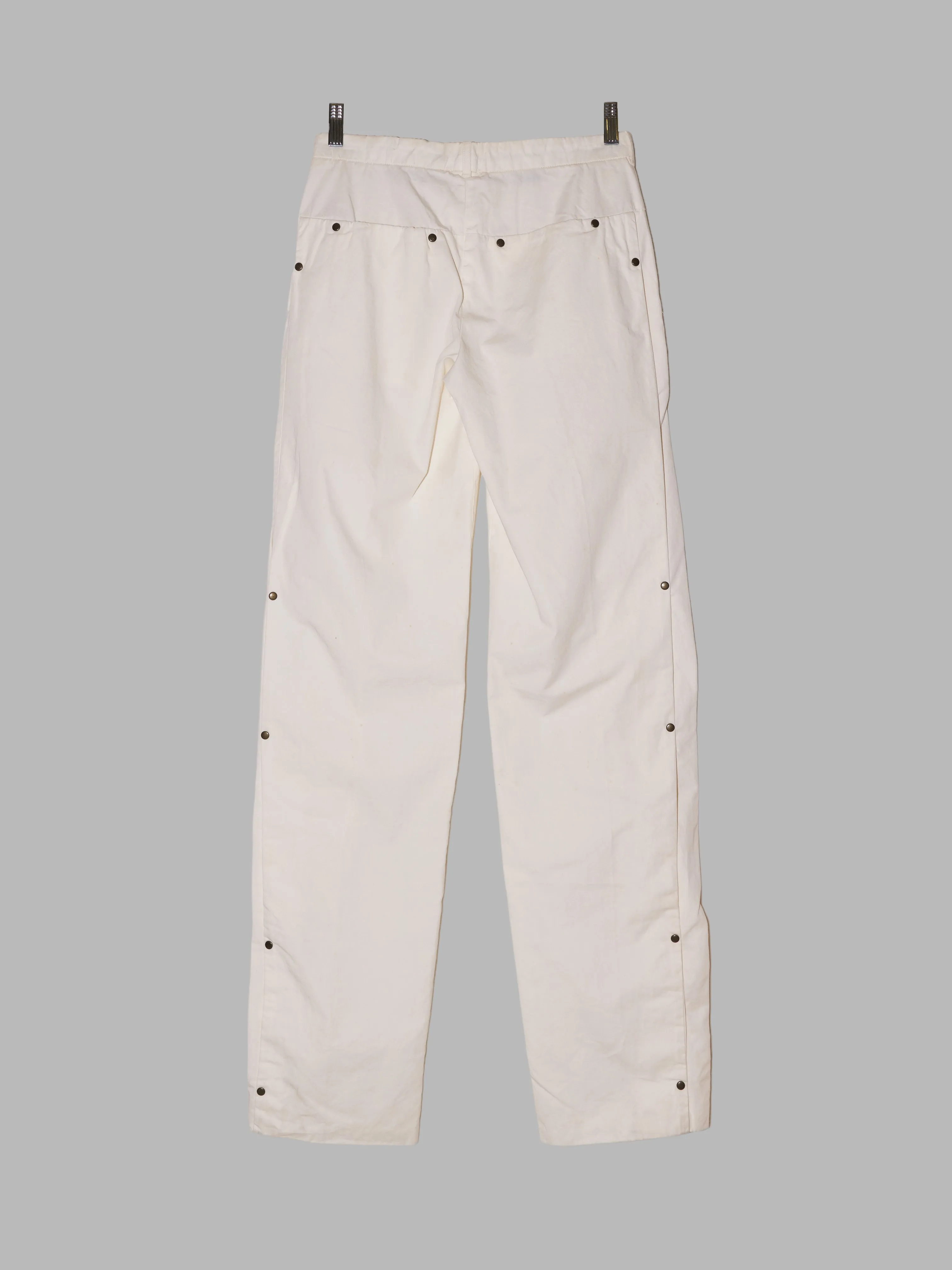 Dirk Schonberger 1990s off-white cotton stud detail pleated trousers - sz 44