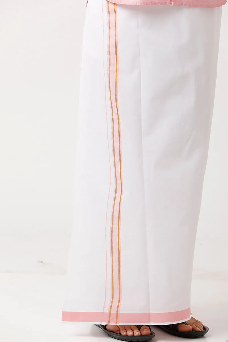 Divine - Pink Matching Shirt and Dhoti Set For Men | Uathayam