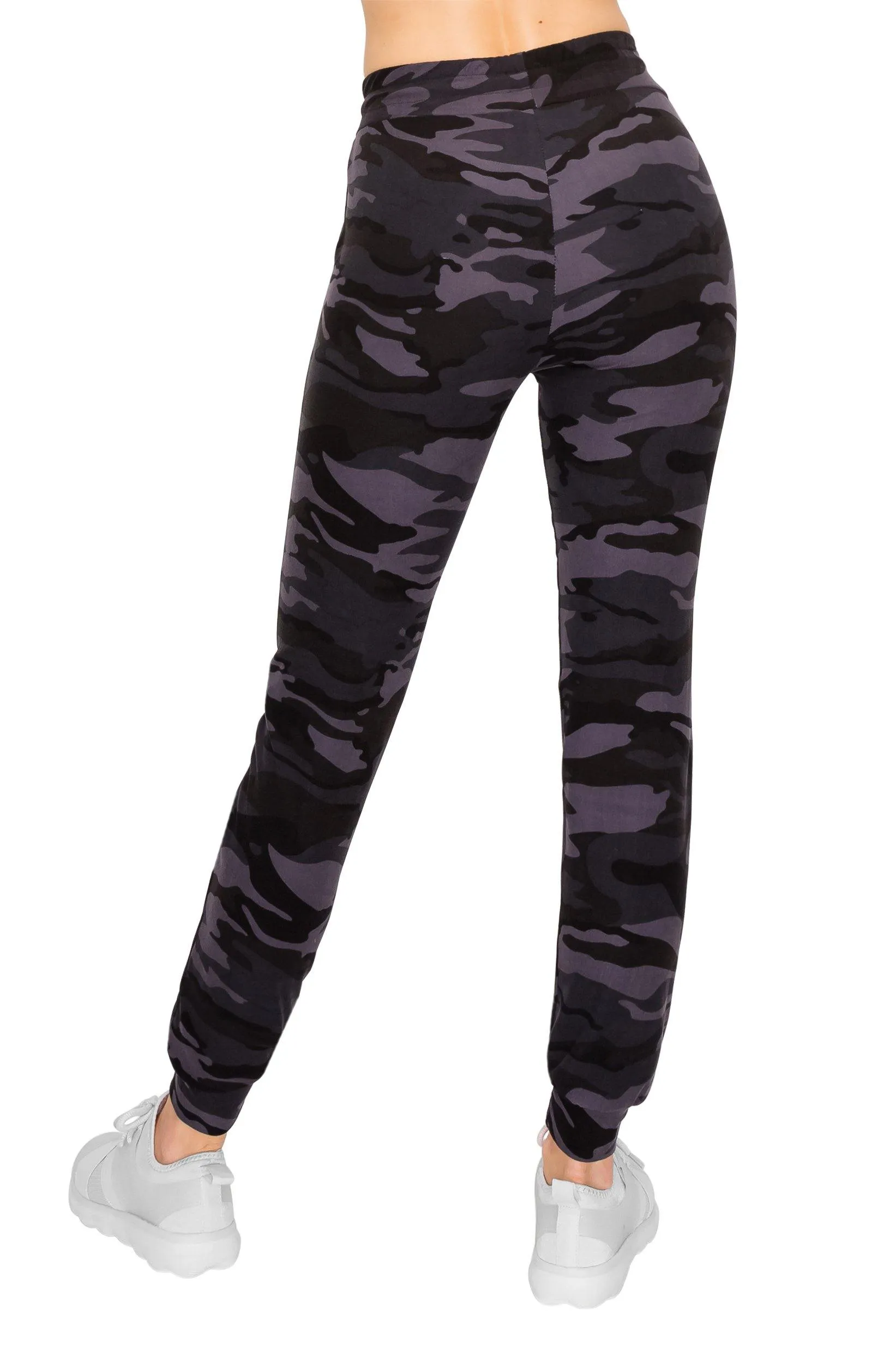 Drawstrings Jogger Sweatpants - Black Camo