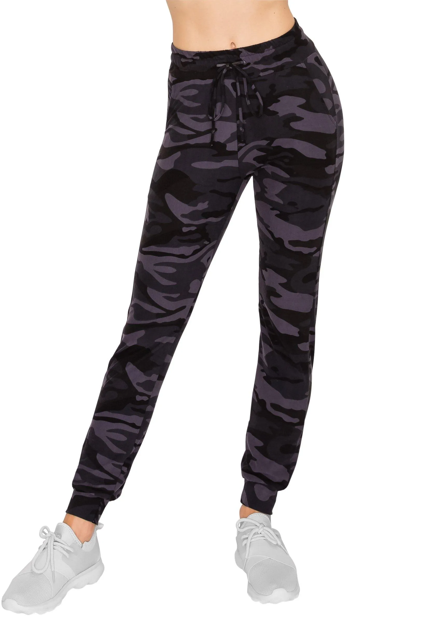 Drawstrings Jogger Sweatpants - Black Camo