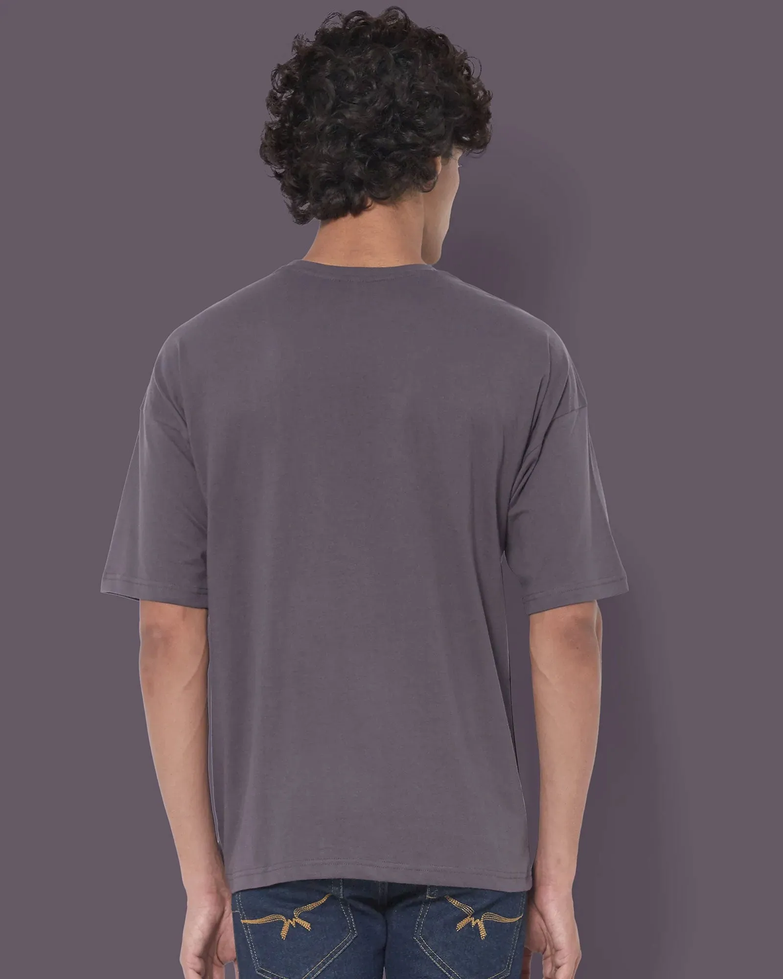 Drop Shoulder Crew Neck: Steel Grey