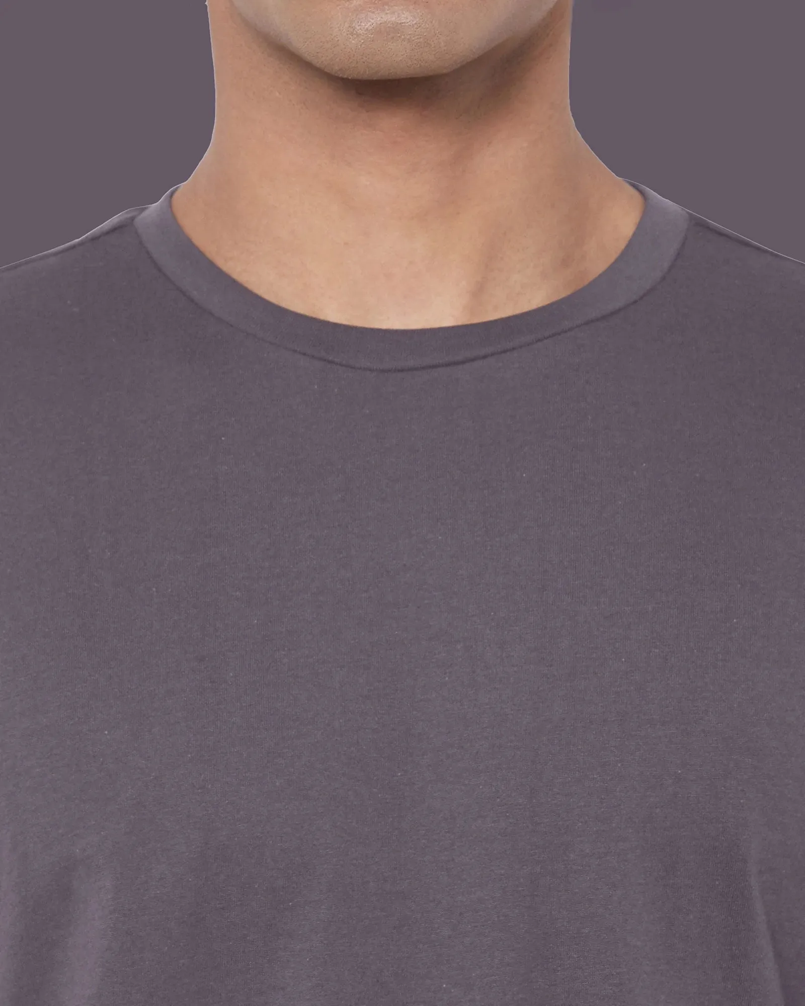 Drop Shoulder Crew Neck: Steel Grey