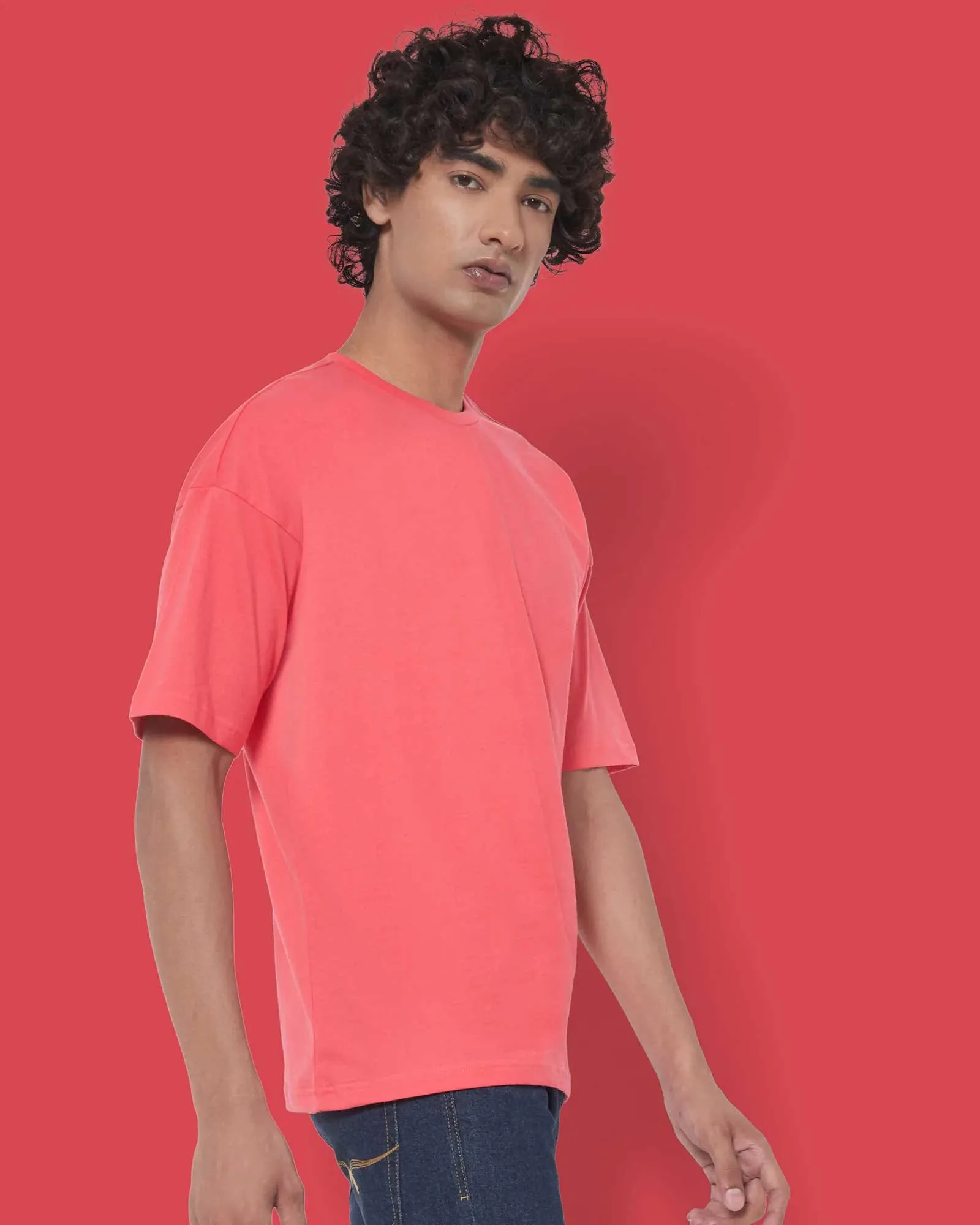 Drop Shoulder Crew Neck: Vermillion