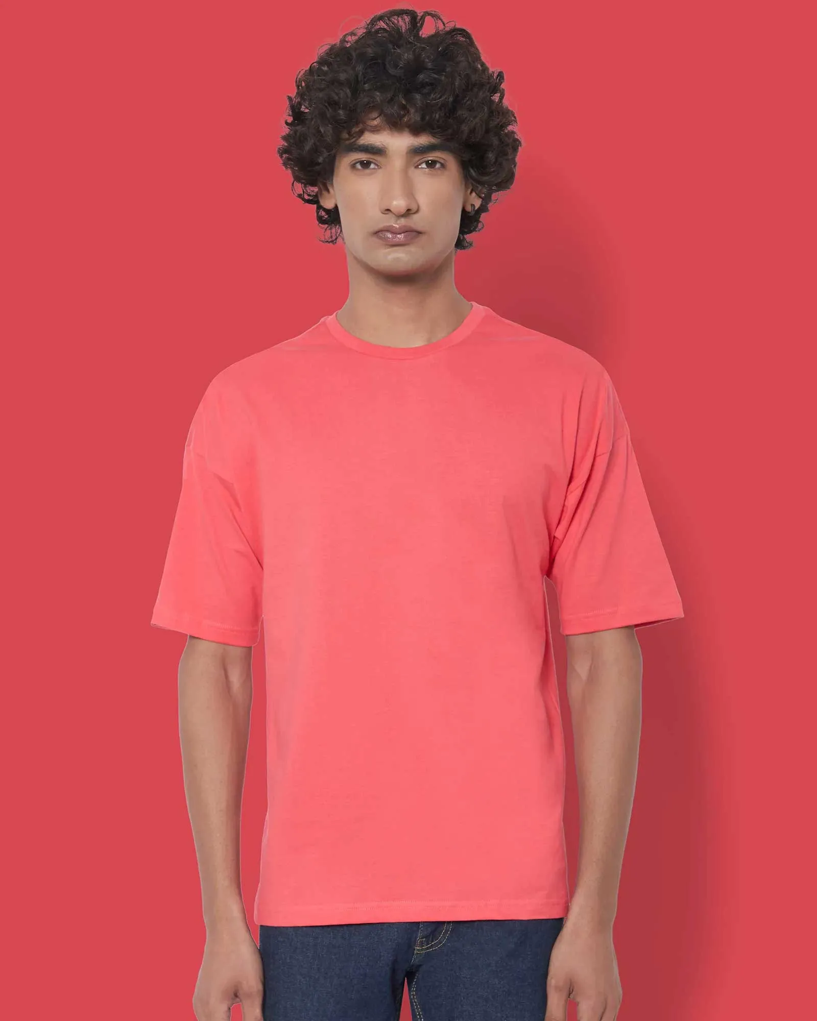 Drop Shoulder Crew Neck: Vermillion