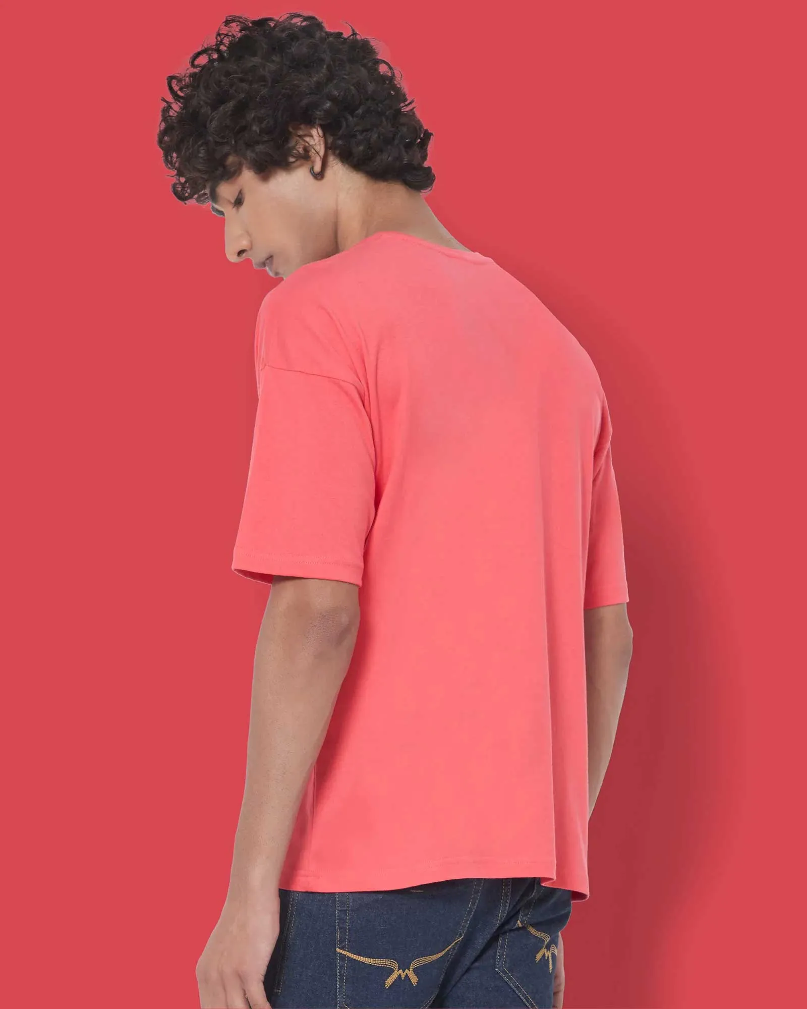 Drop Shoulder Crew Neck: Vermillion