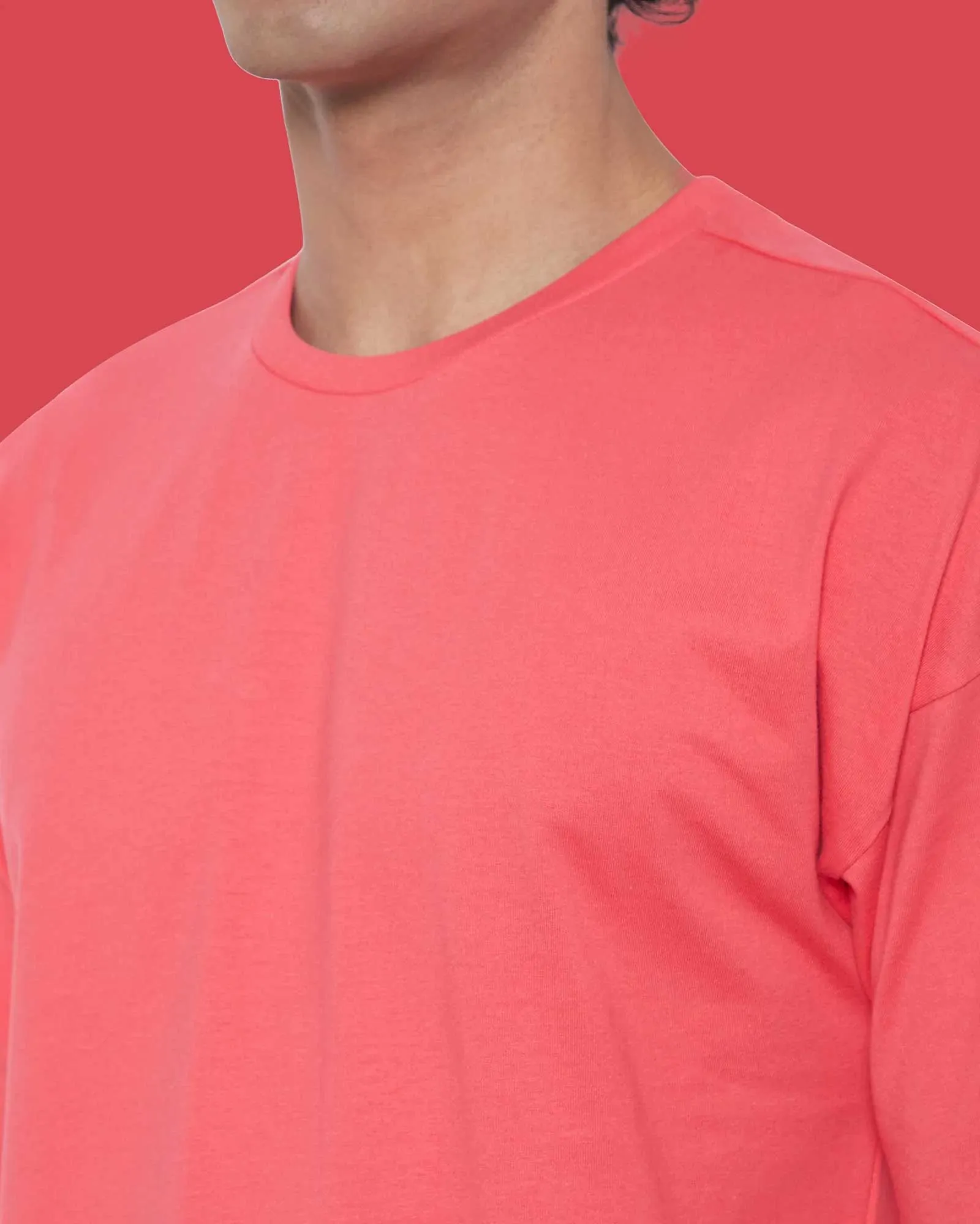 Drop Shoulder Crew Neck: Vermillion