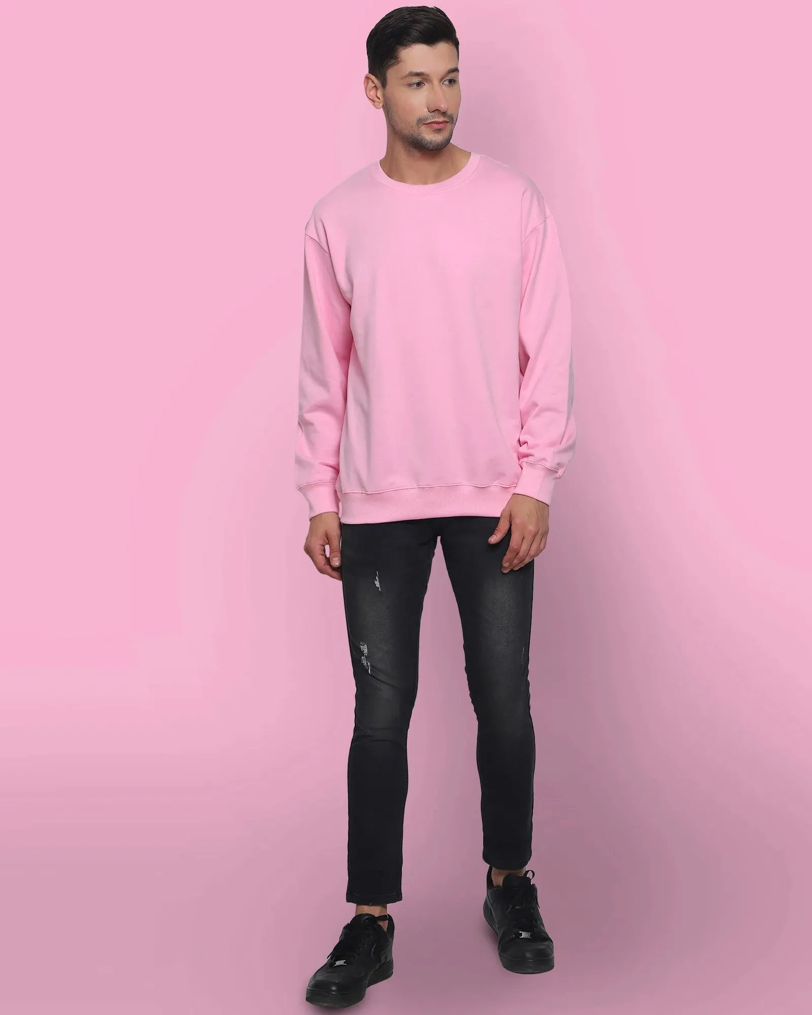 Drop Shoulder Sweatshirt: Baby Pink