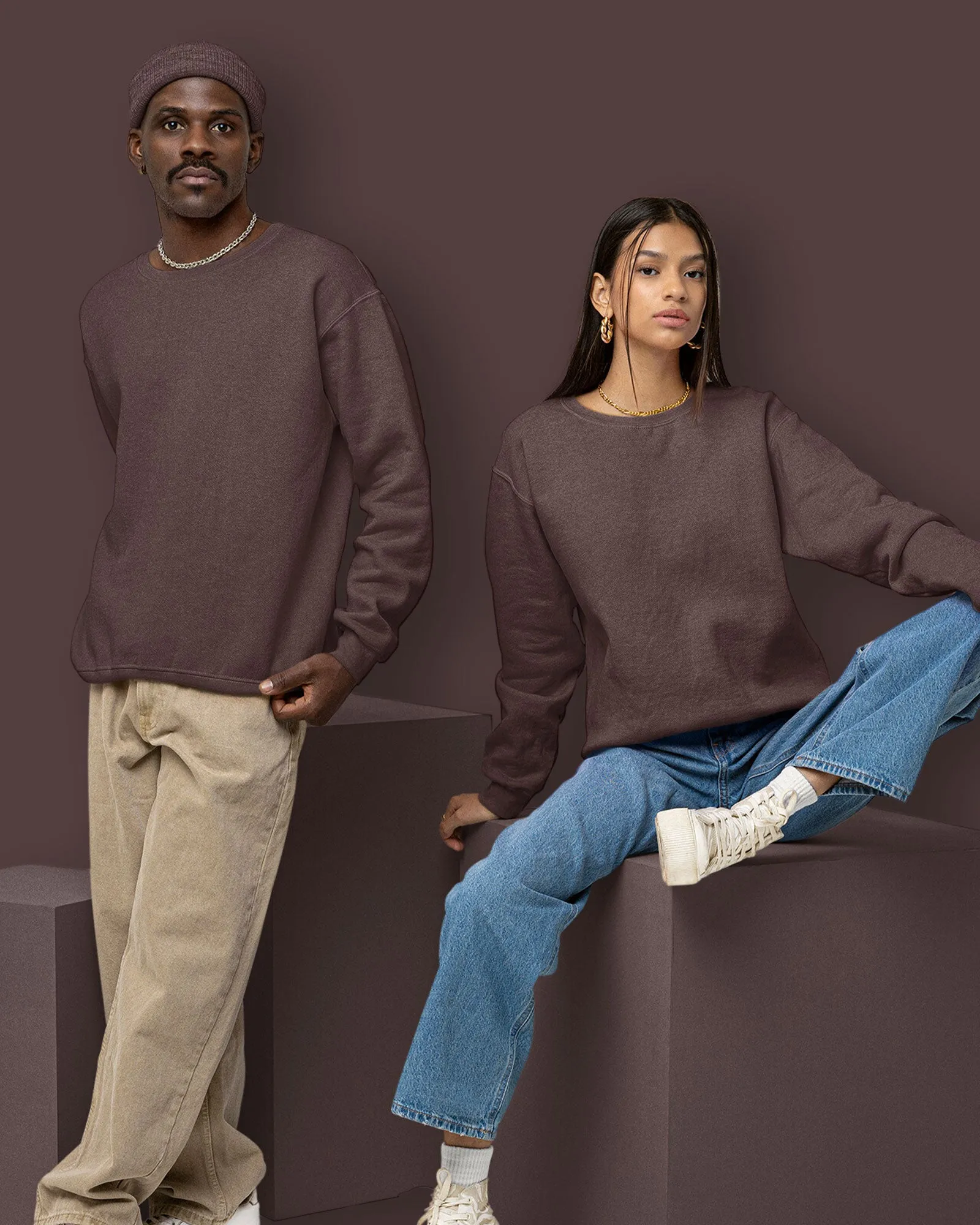 Drop Shoulder Sweatshirt: Chocolate