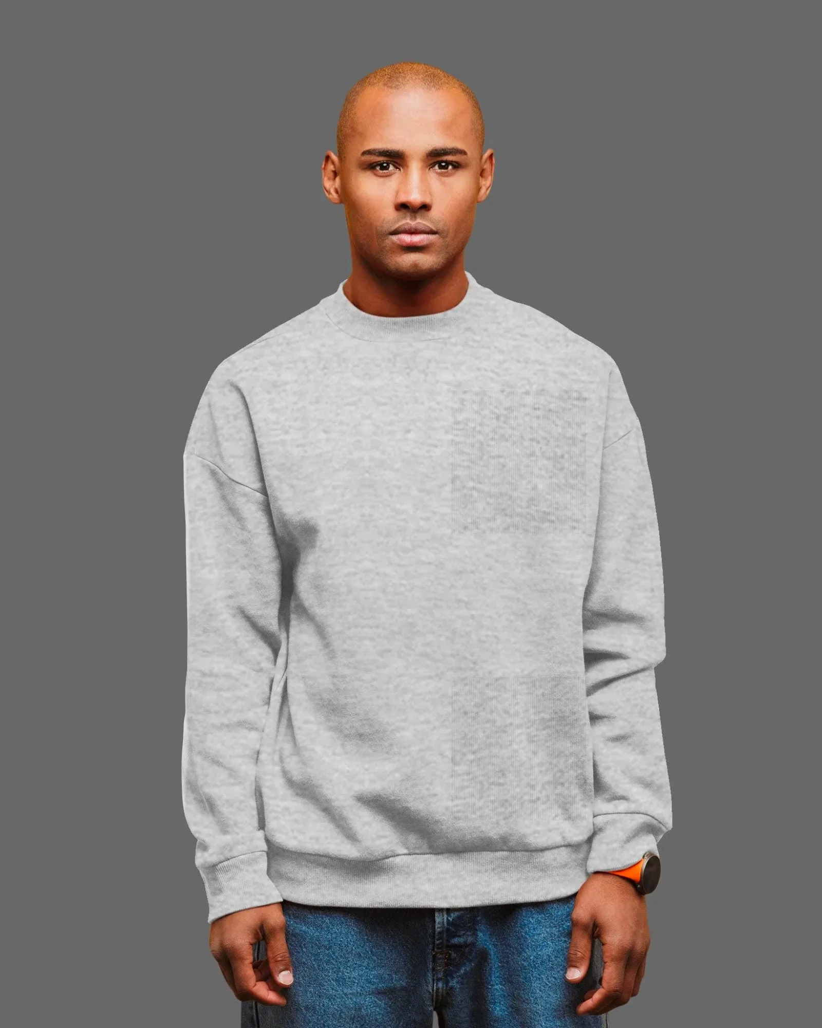 Drop Shoulder Sweatshirt: Grey Melange