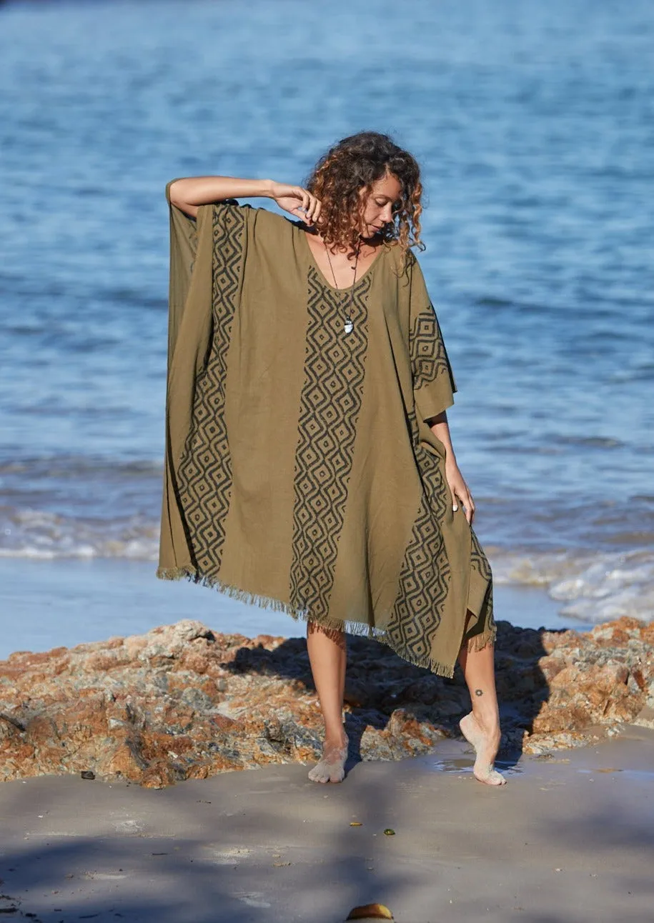 Earthy Block Print Kaftan