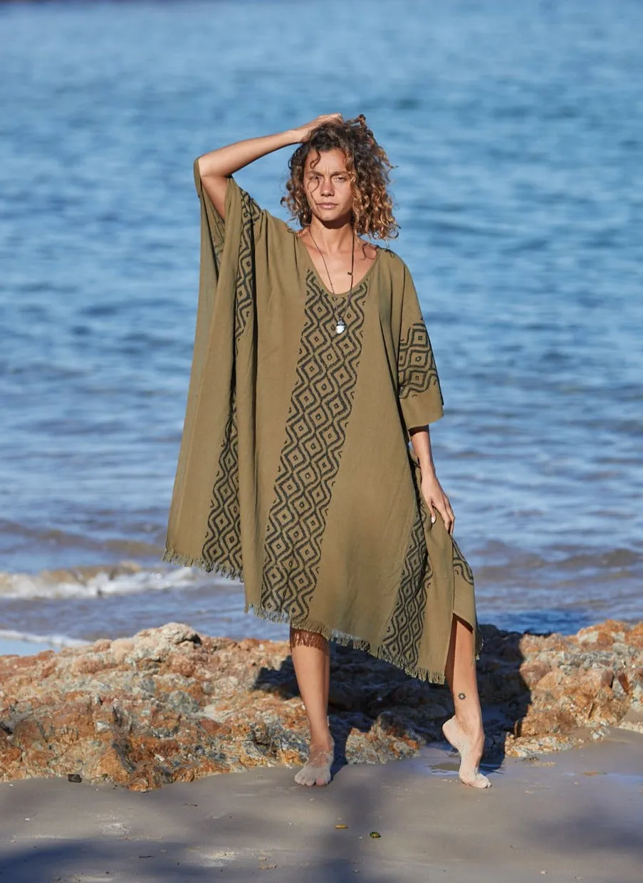 Earthy Block Print Kaftan