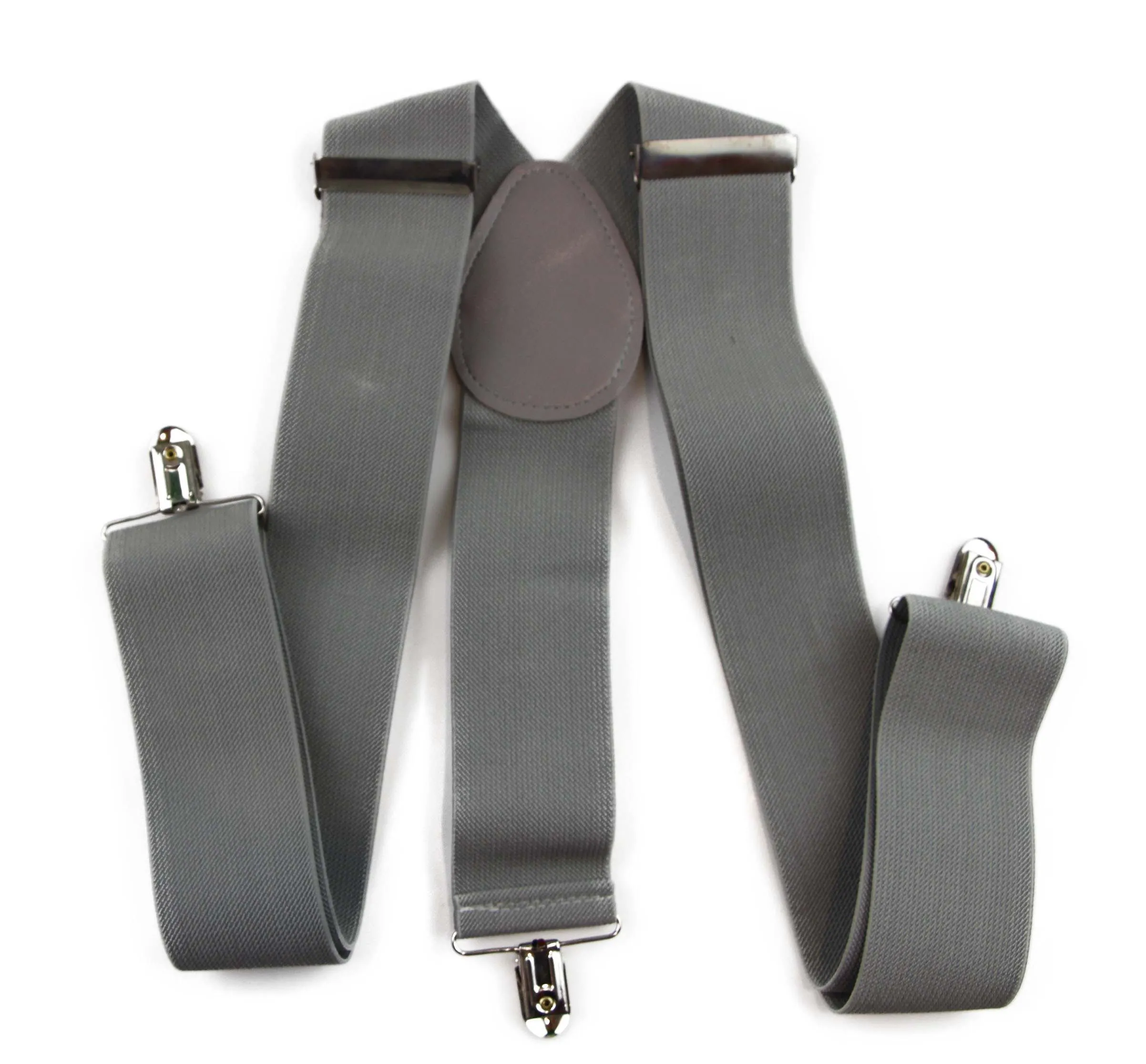 Extra Wide Heavy Duty Adjustable 120cm Silver Adult Mens Suspenders