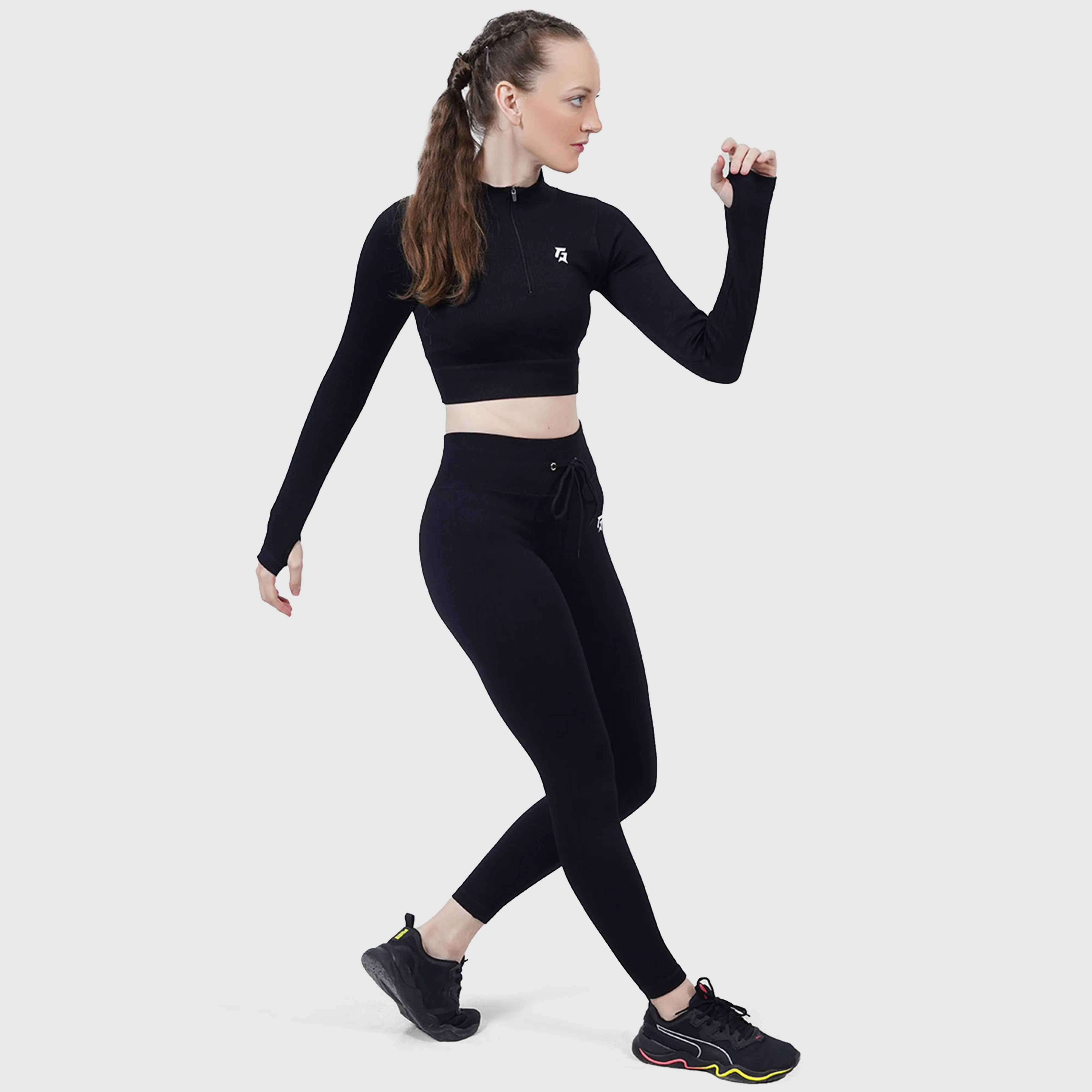 Fitness Ribbed Leggings (Black)