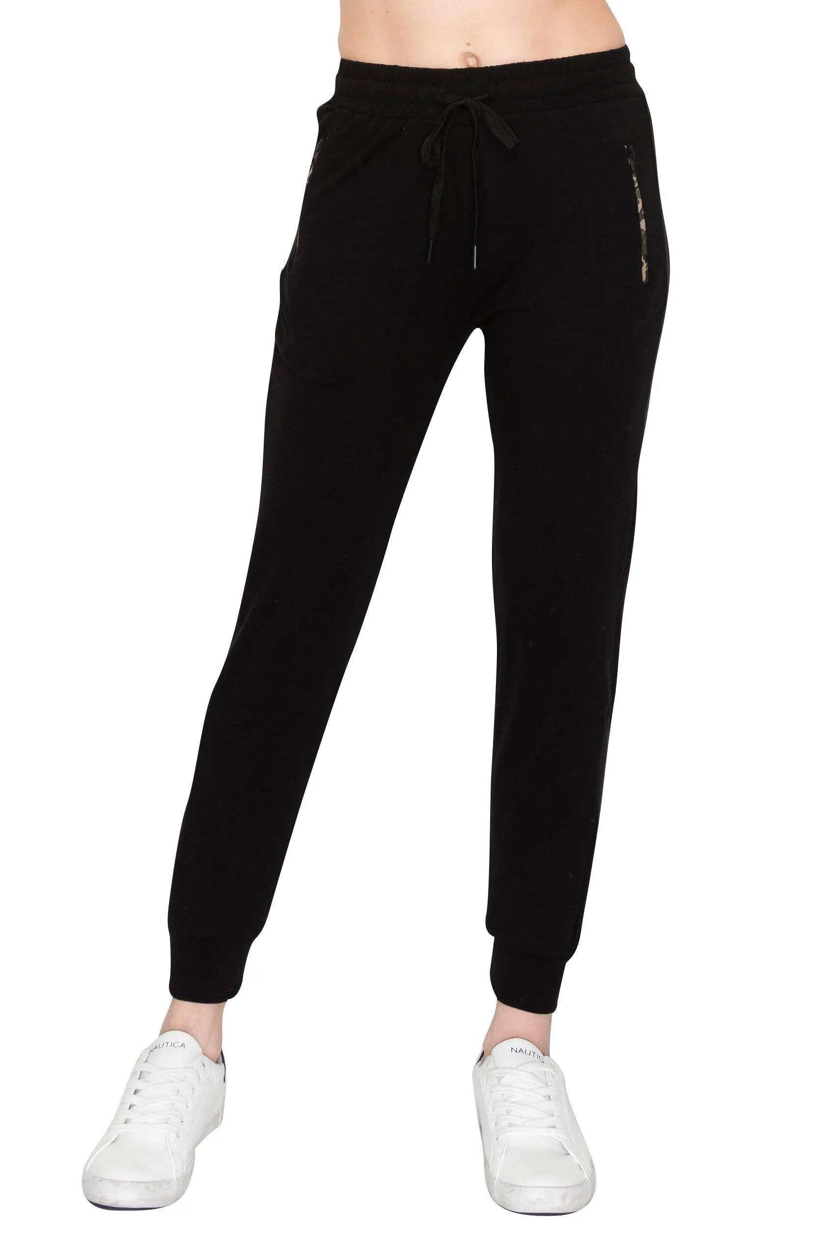 Fleece Jogger Sweatpants - Soft Stretch Warm Sweatpants with Pockets and Zipper Accents