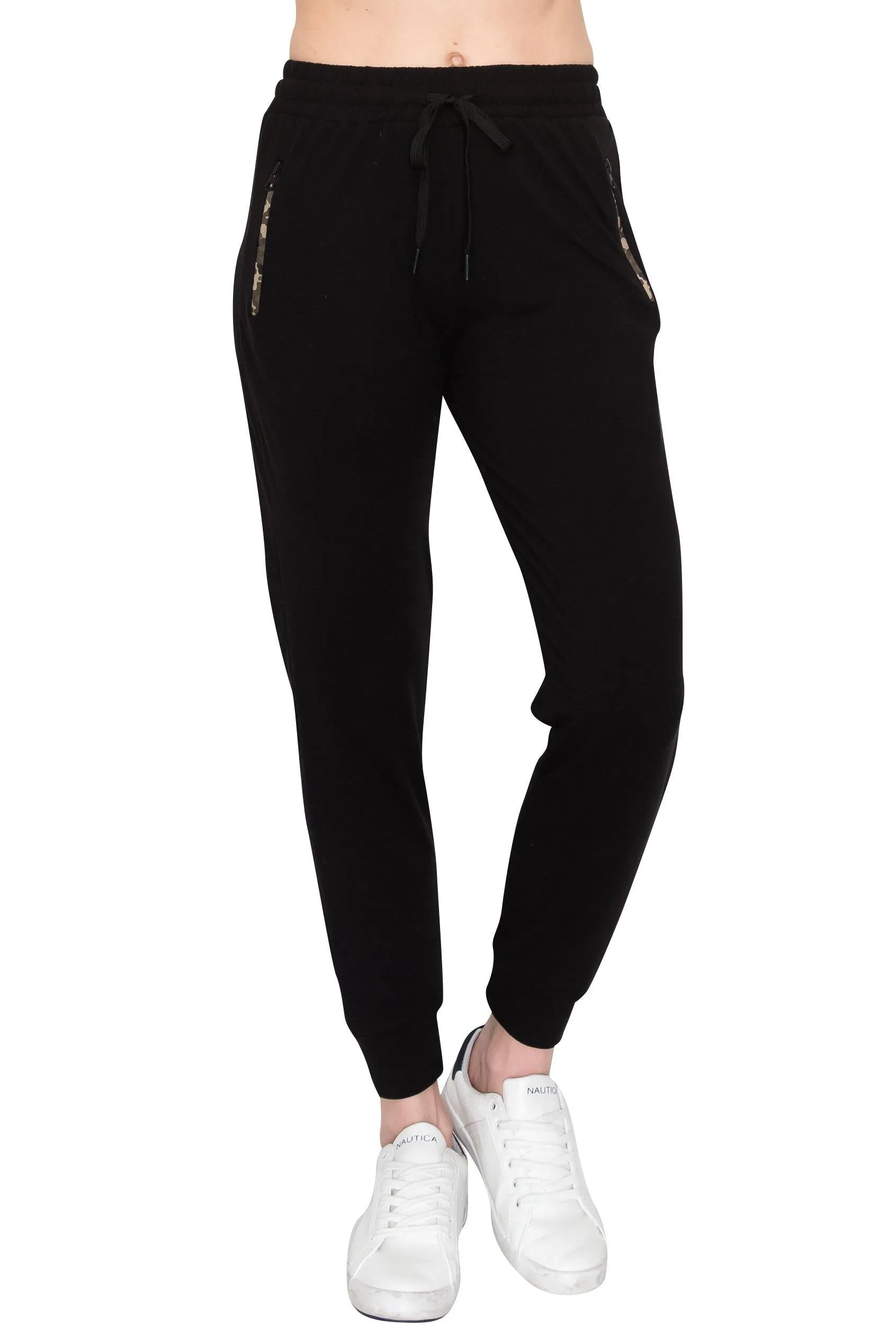 Fleece Jogger Sweatpants - Soft Stretch Warm Sweatpants with Pockets and Zipper Accents