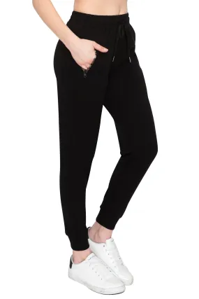 Fleece Jogger Sweatpants - Soft Stretch Warm Sweatpants with Pockets and Zipper Accents