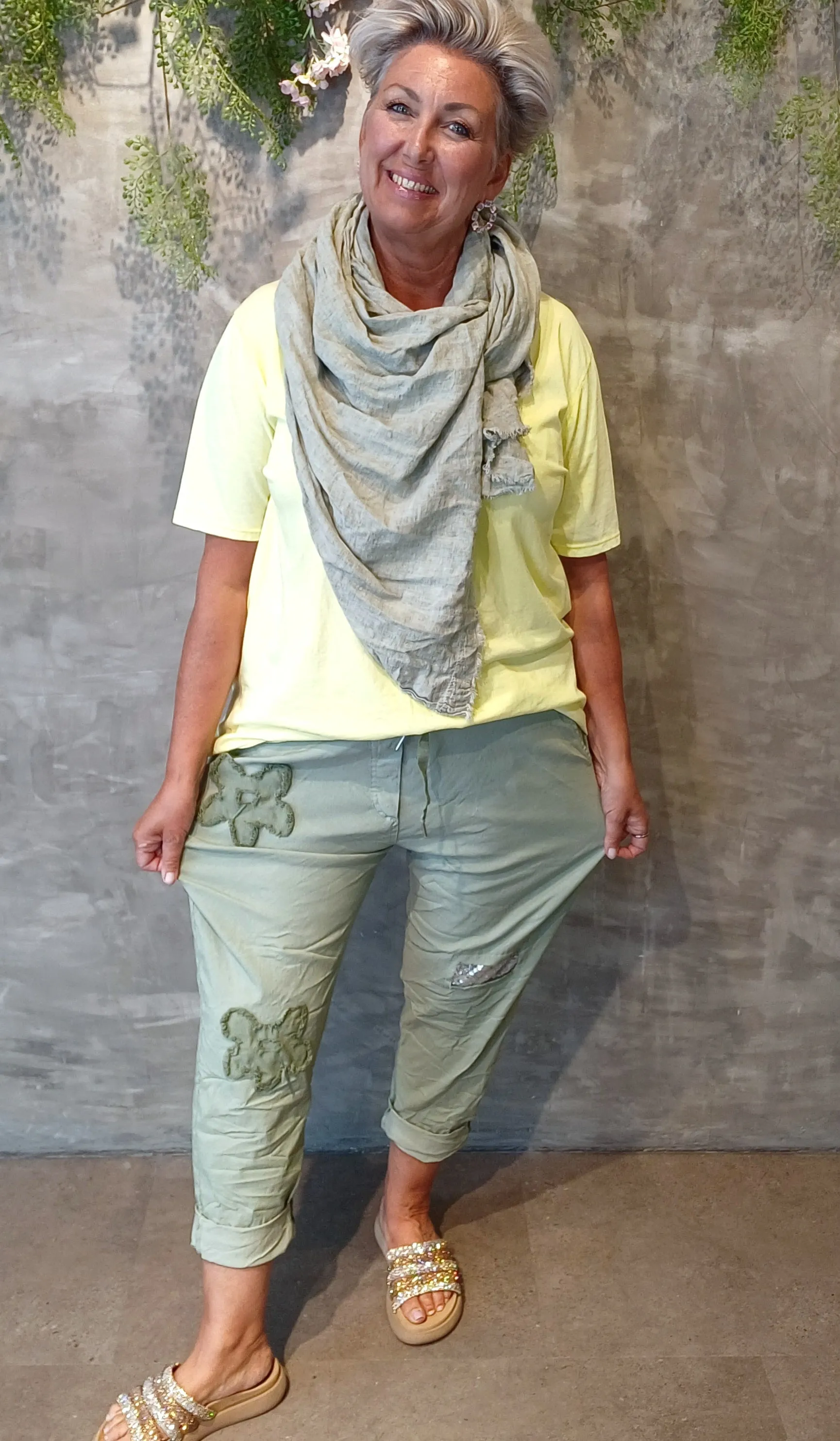 Flower Nicky Pant Kaki Green