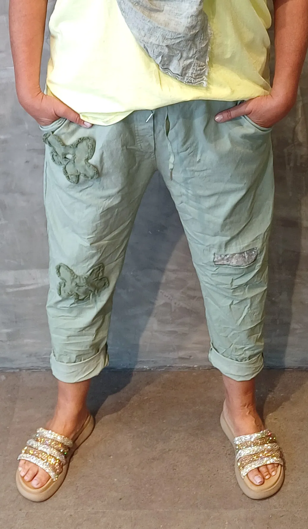 Flower Nicky Pant Kaki Green