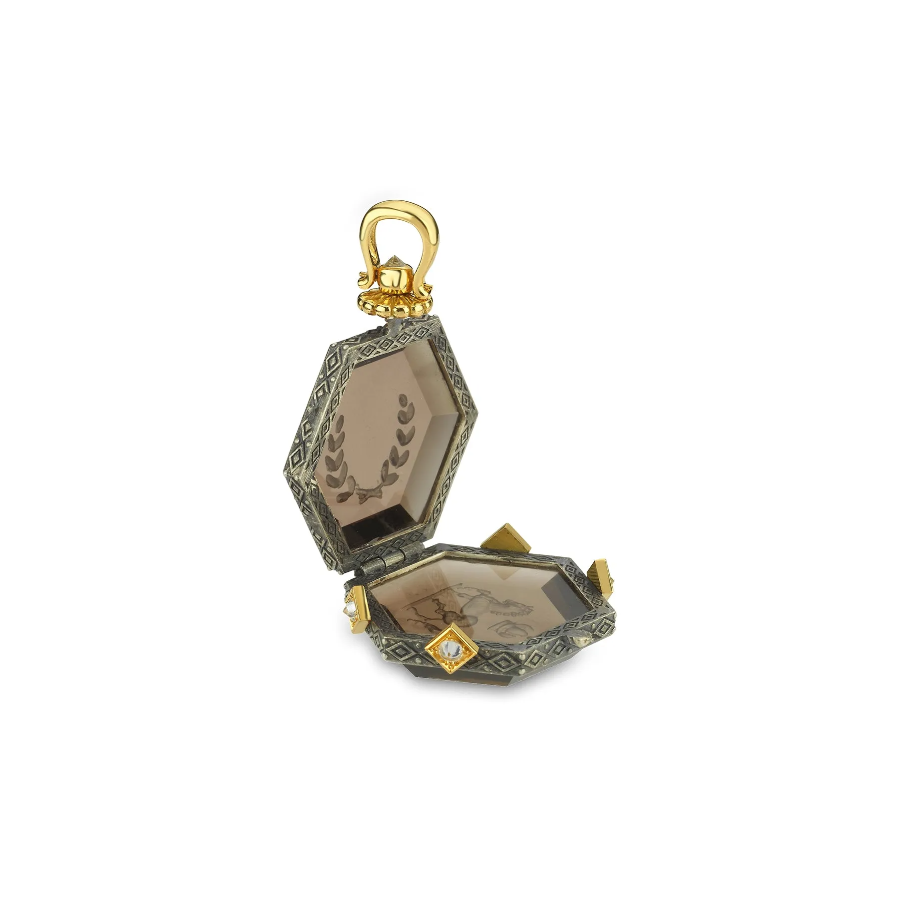 GRAND TOUR HORSE & LAUREL CREST SMOKY TOPAZ LOCKET