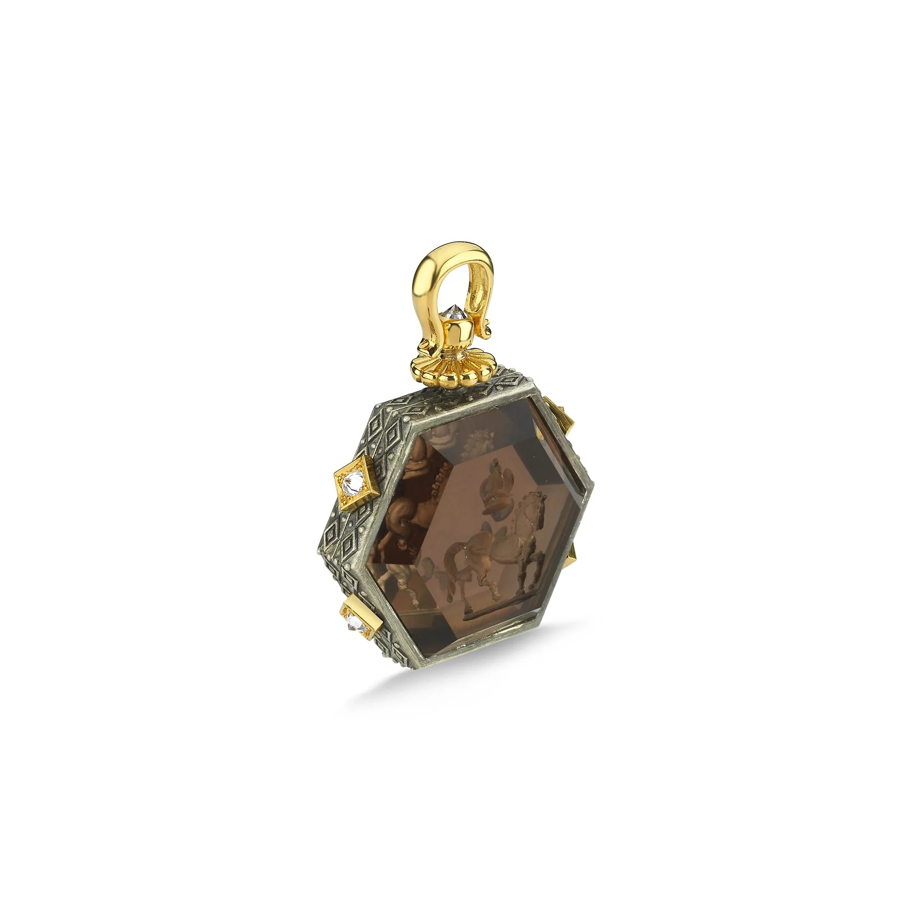 GRAND TOUR HORSE & LAUREL CREST SMOKY TOPAZ LOCKET