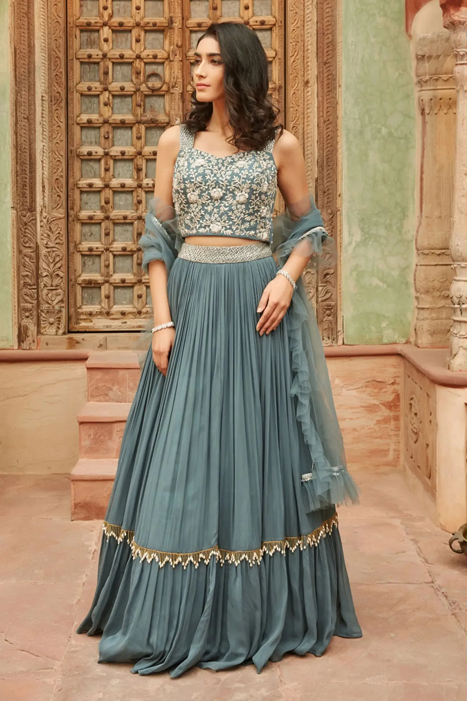 Grey Chinnon Lehenga Set