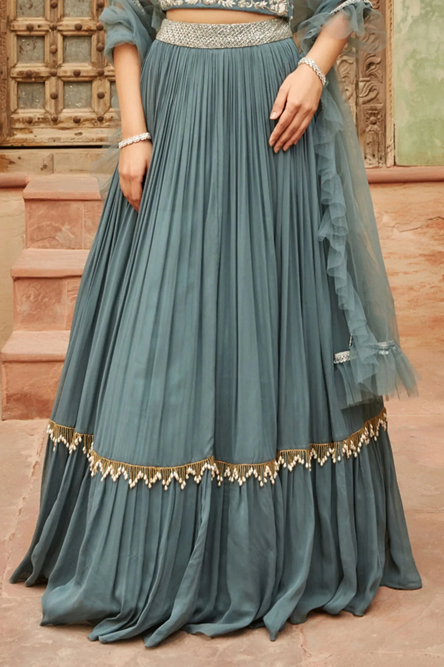 Grey Chinnon Lehenga Set