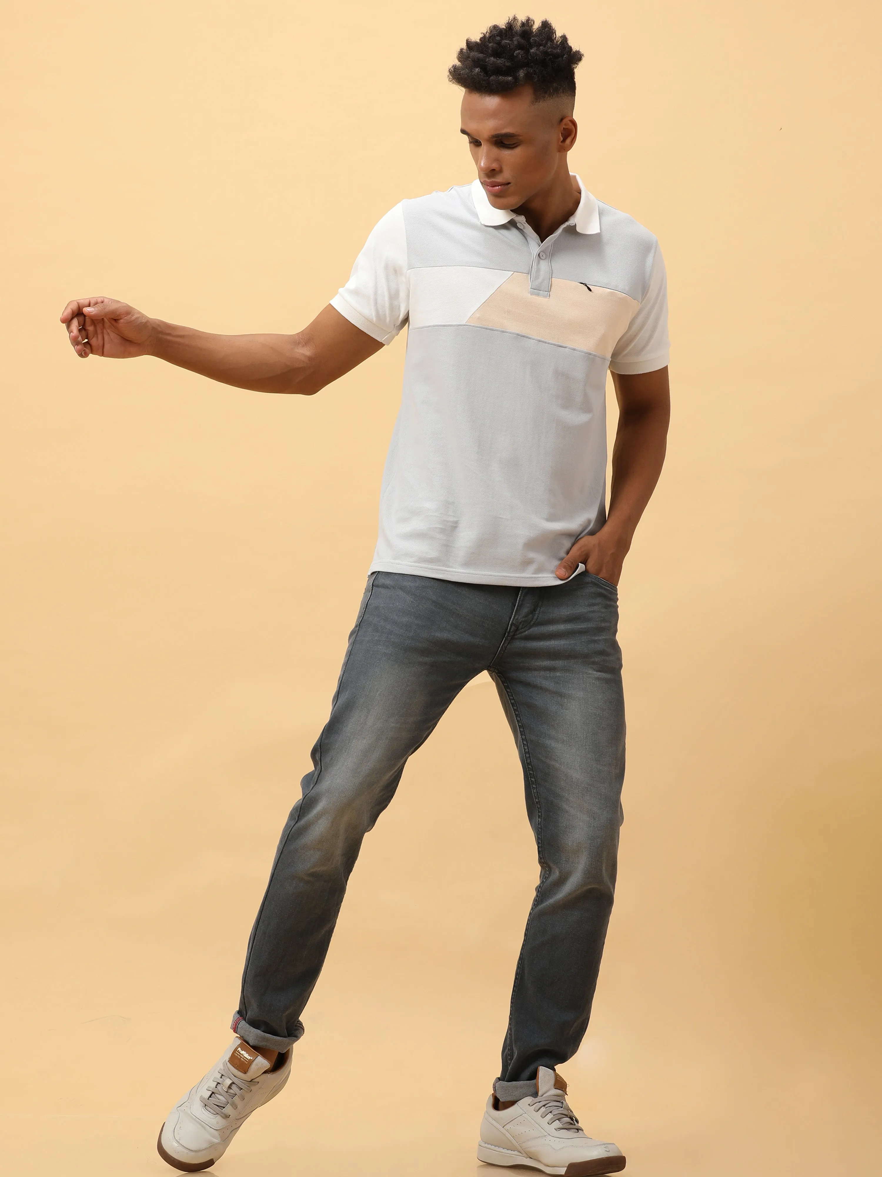 Grey Polo Shirt With Zipped Pocket