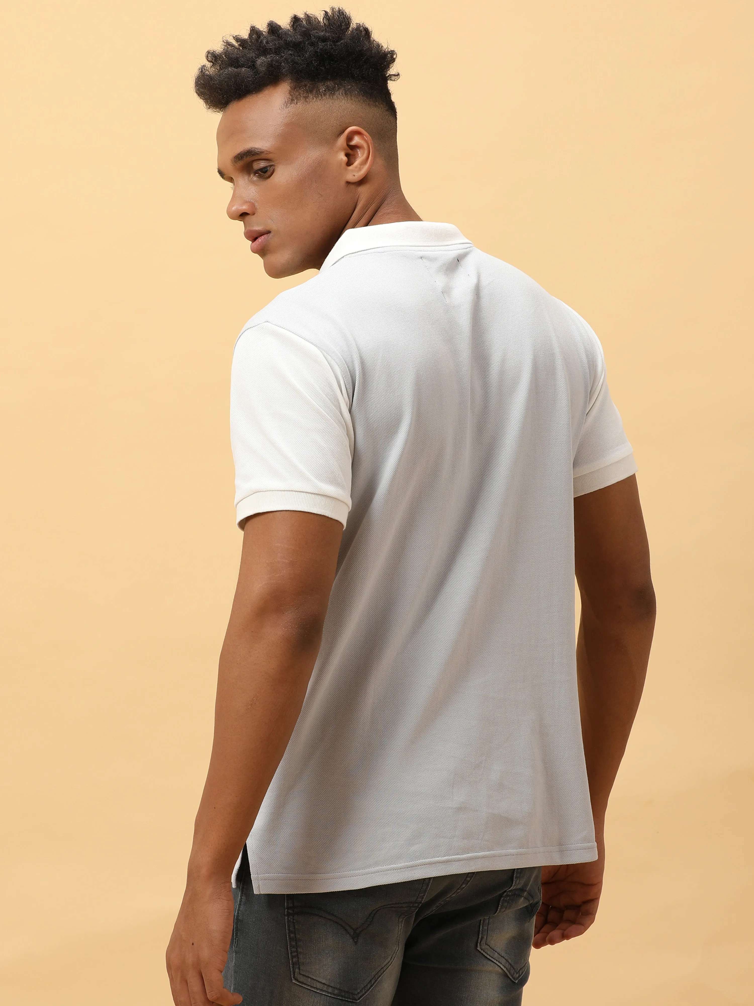 Grey Polo Shirt With Zipped Pocket