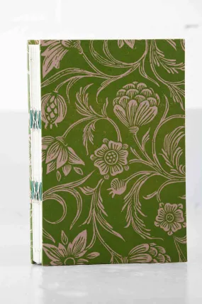 Hand-sewn Green Flower Design Notebook - Ofer