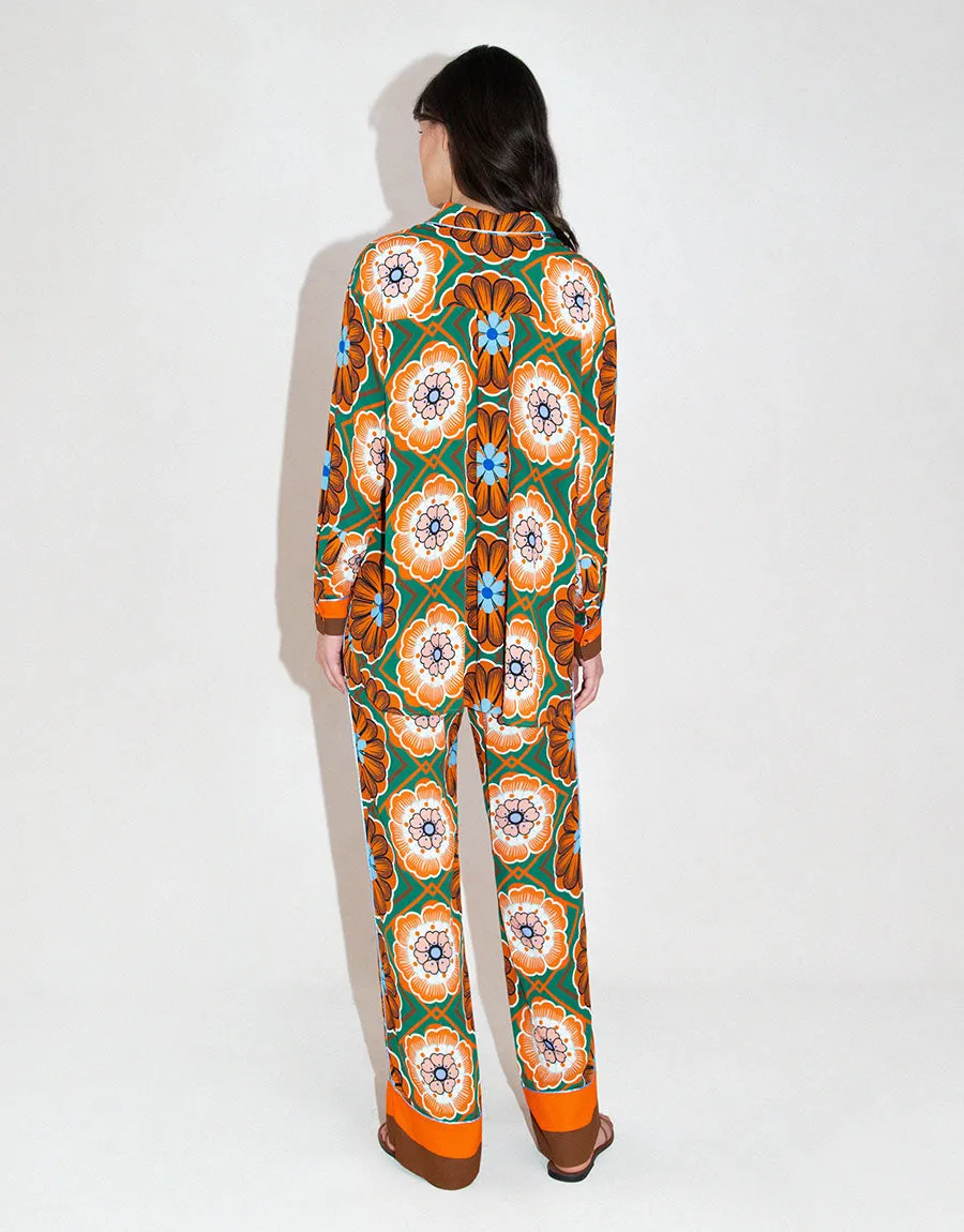 Havana Crepe Trouser - Flower Pop Orange