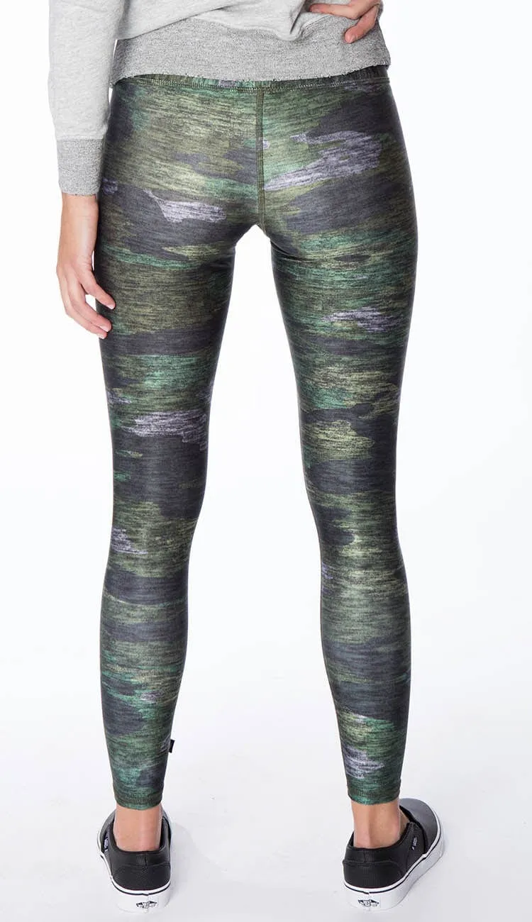 Heathered Green Camo Tall Band Leggings Leggings