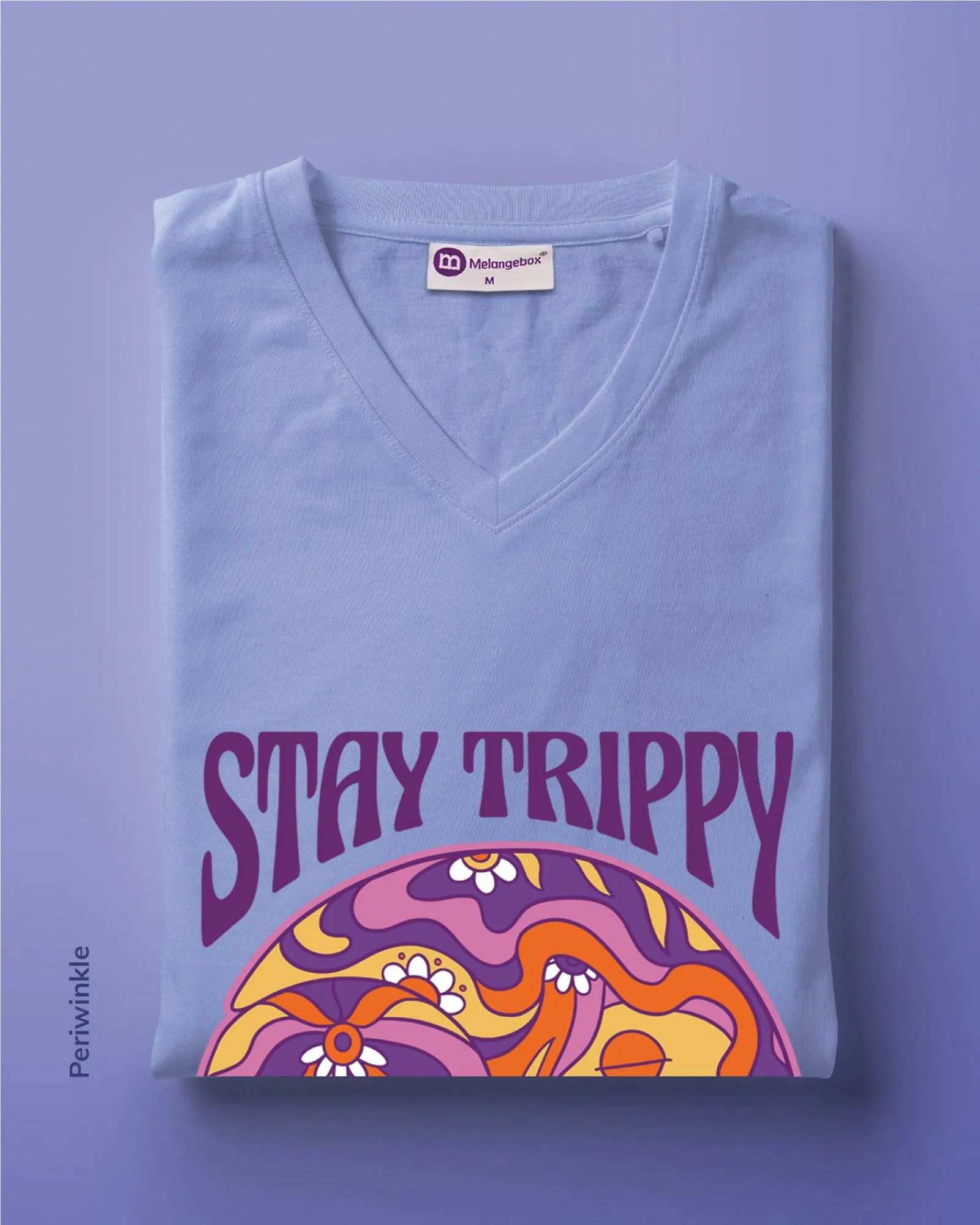 Hippie Trippy V Neck: Periwinkle