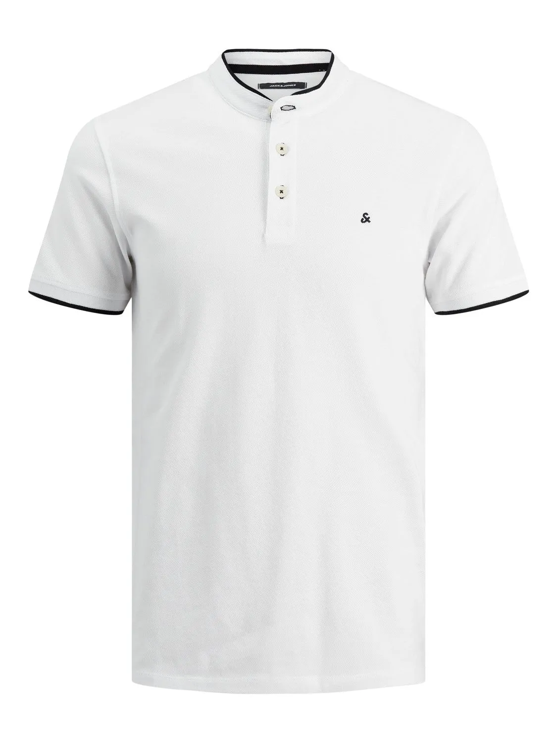 Jack & Jones Mens 'JJ Paulos Mao' Grandad Neck Polo T-Shirt