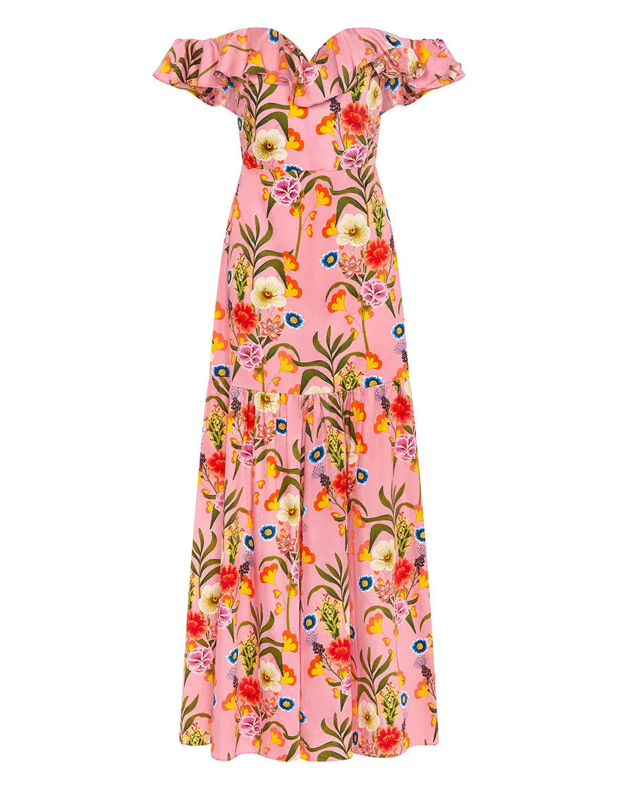 Jazella Cotton Maxi Dress - Vila Floral Pink