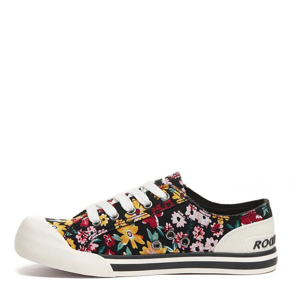 Jazzin Black Margate Floral Trainers