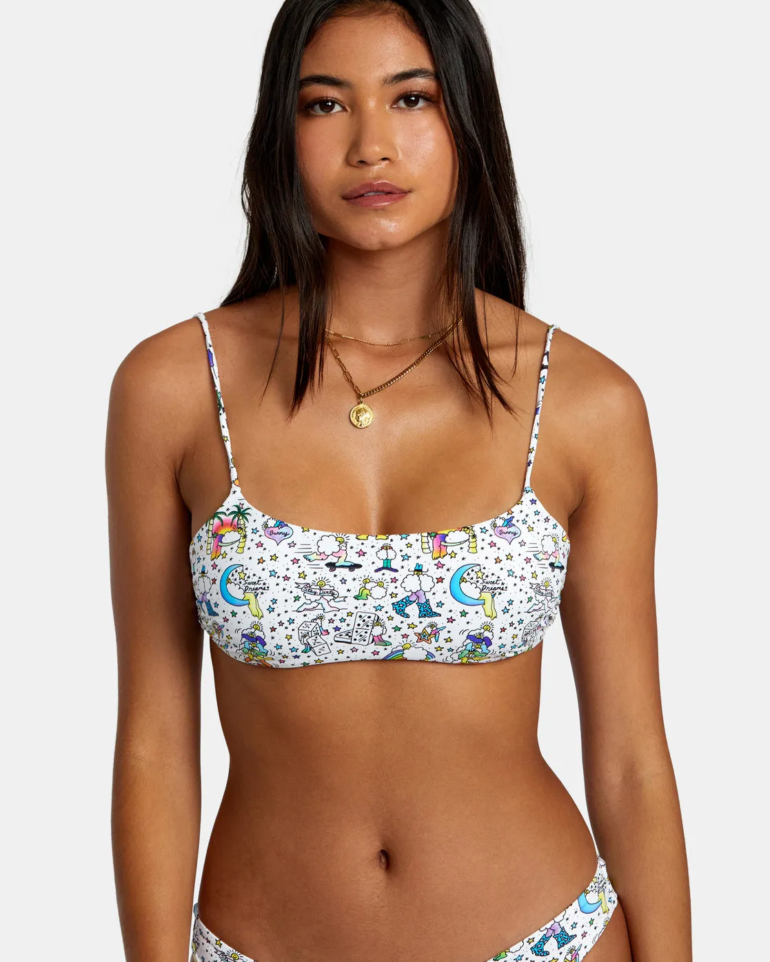 Jesse Lortz Ravey Wave Eco Bra Bikini Top - White