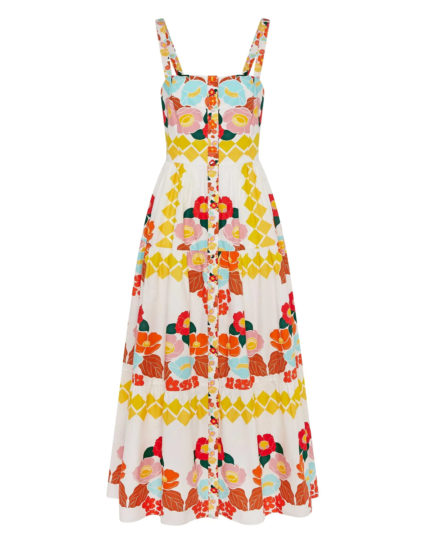 Jimena Cotton Maxi Dress - Astro Flower White - SALE