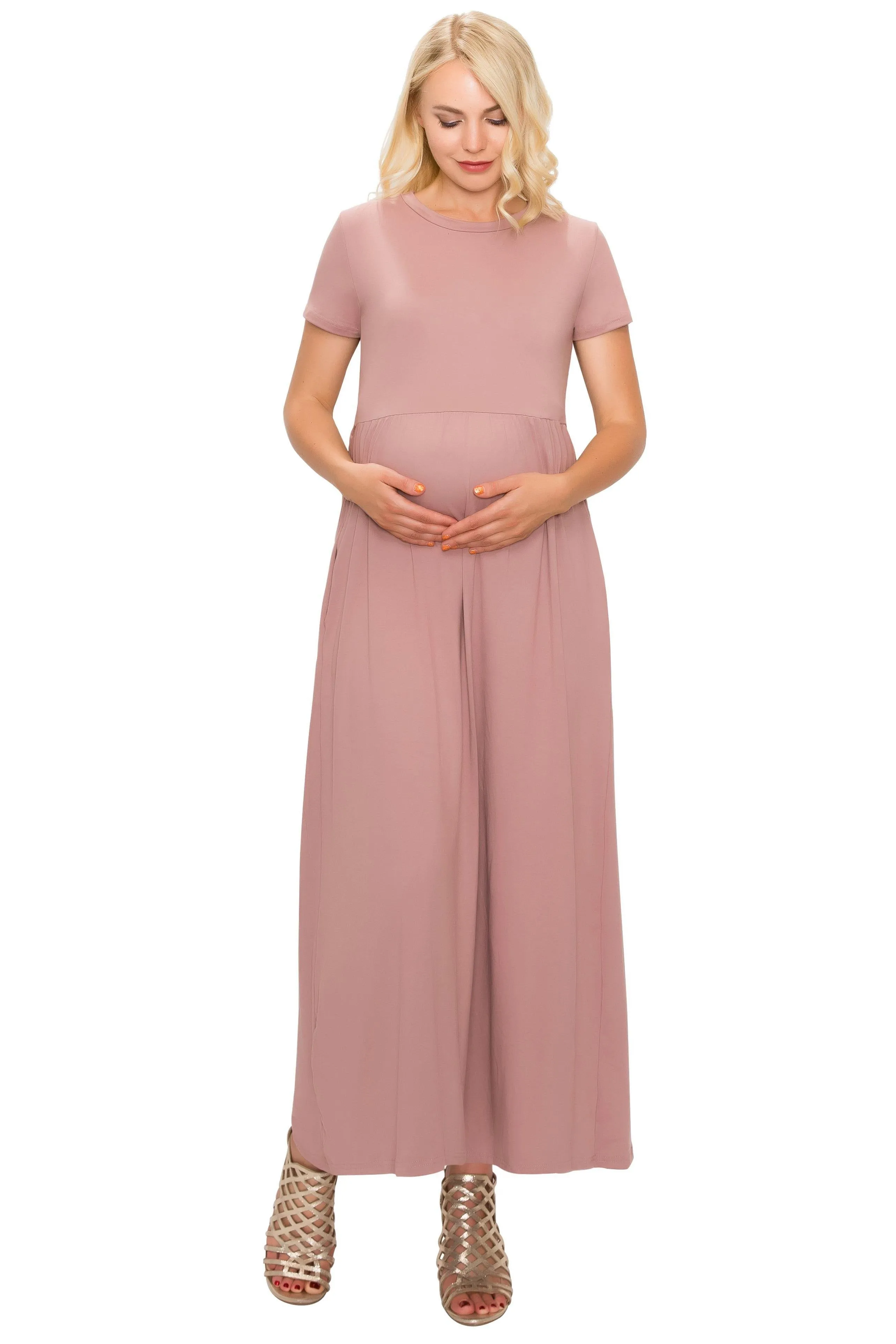 Maternity Maxi Dress -Short Sleeve Maternity Dress