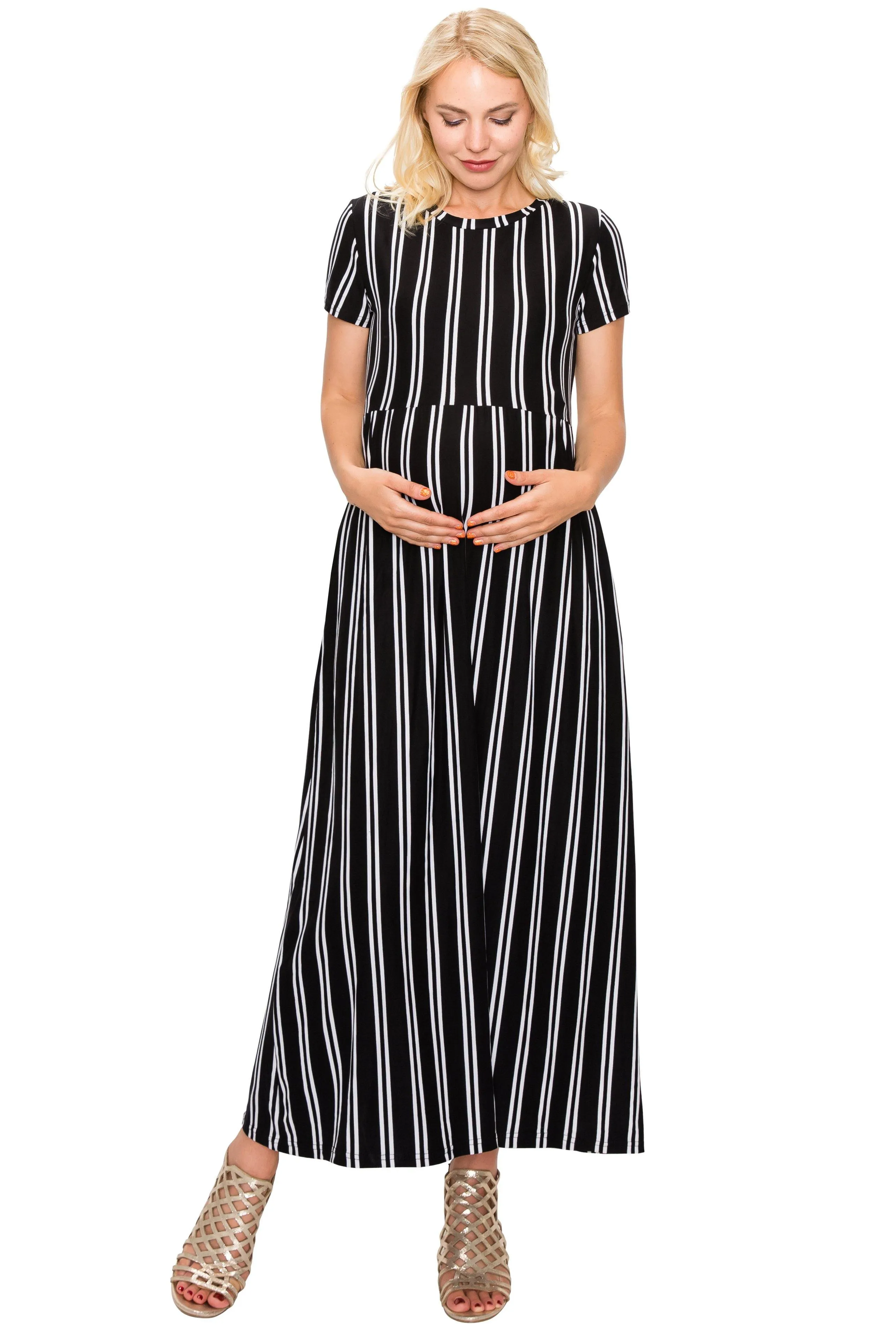 Maternity Maxi Dress -Short Sleeve Maternity Dress