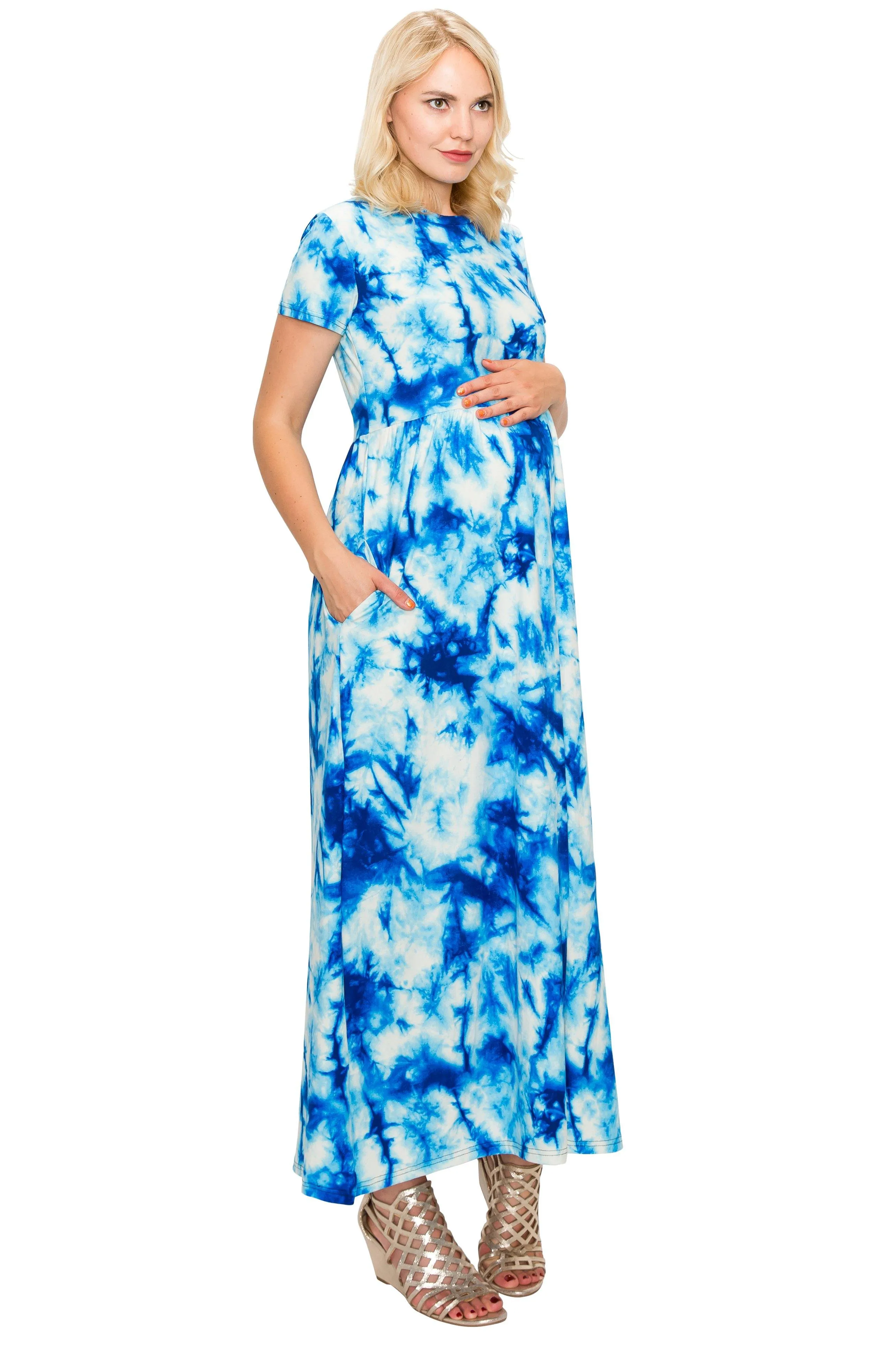 Maternity Maxi Dress -Short Sleeve Maternity Dress