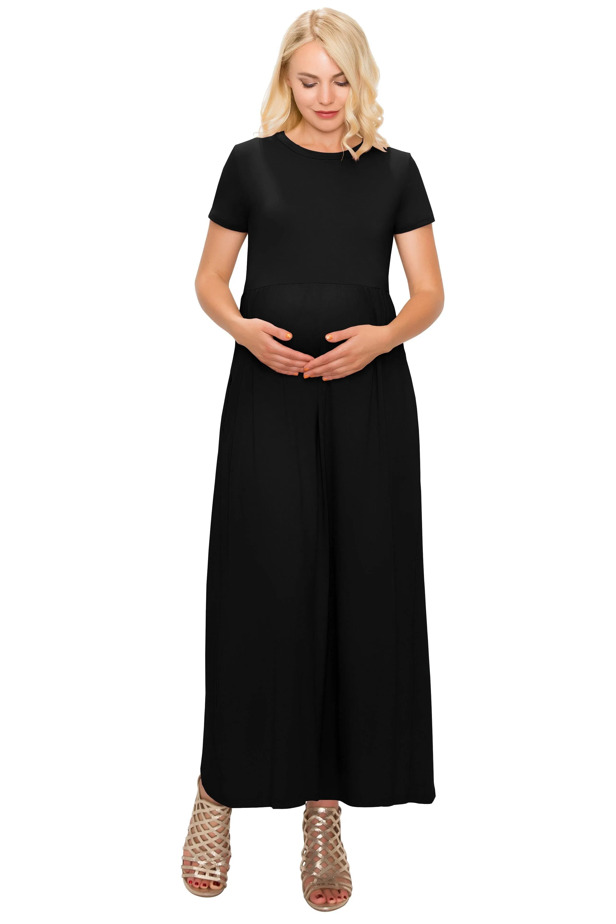 Maternity Maxi Dress -Short Sleeve Maternity Dress