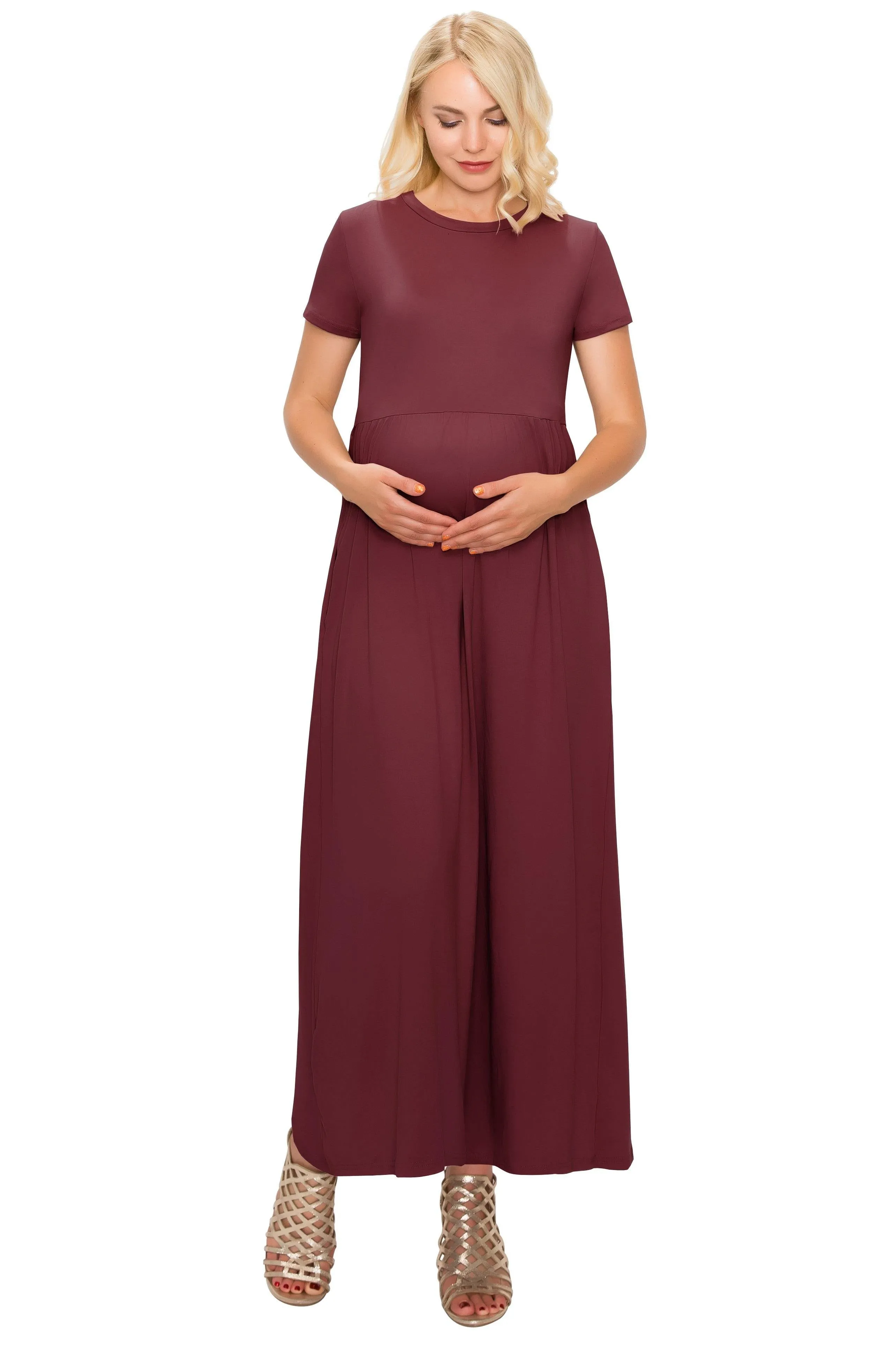 Maternity Maxi Dress -Short Sleeve Maternity Dress