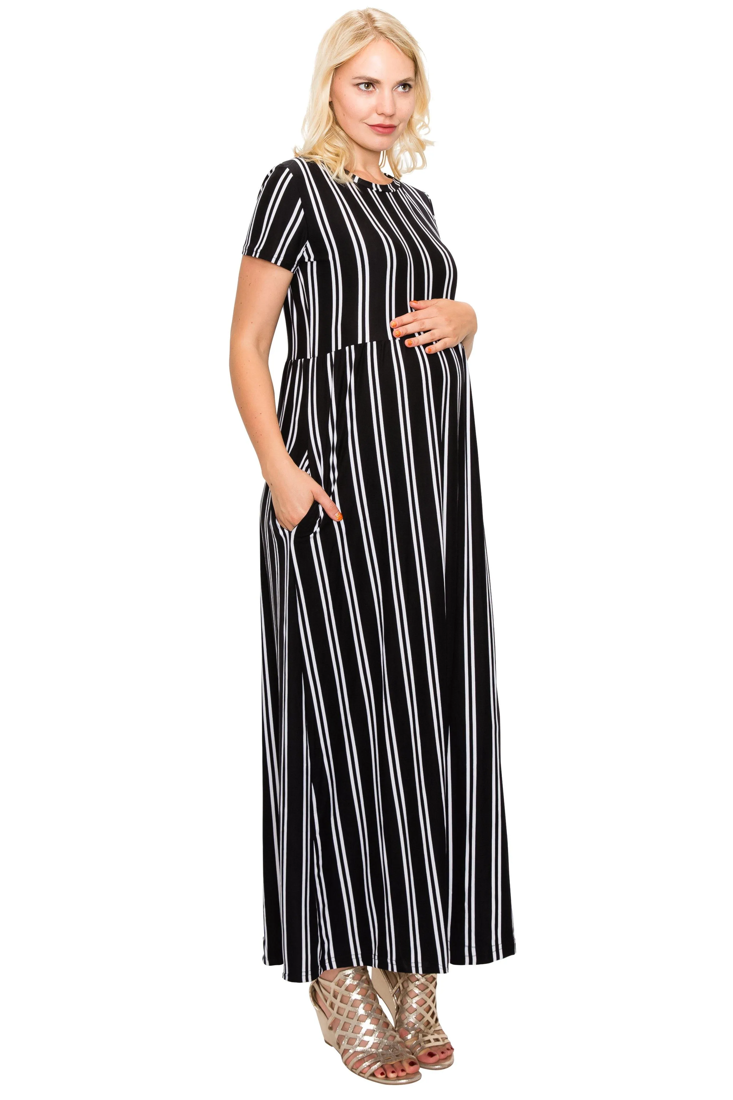 Maternity Maxi Dress -Short Sleeve Maternity Dress